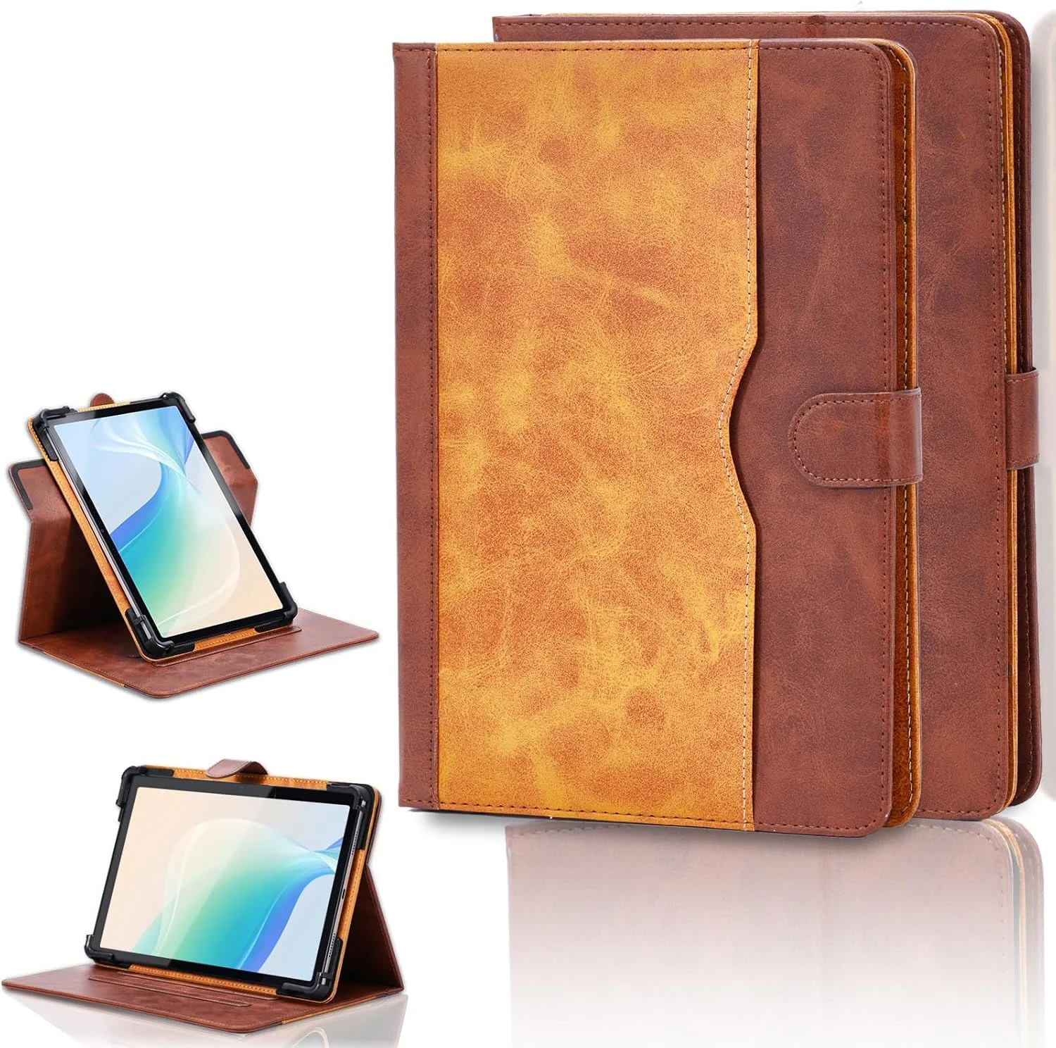 کیف تبلت لنوو تب K10 نسل 2 با صفحه نمایش 10.3 اینچی، چرخش 360 درجه، زوایای دید چندگانه، روکش چرمی PU، مدل Folio، قهوه ای