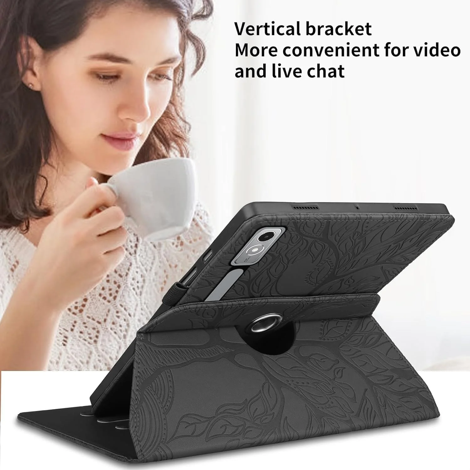 کیف چرخشی Gruattreay سازگار با تبلت Lenovo Tab P12 12.7 اینچی 2023، چرم PU، پوشش محافظ پایه چرخان 360 درجه با قابلیت بیدار شدن خودکار کیف چرخشی Gruattreay سازگار با تبلت Lenovo Tab P12 12.7 اینچی 2023، چرم PU، پوشش محافظ پایه چرخان 360 درجه با قابلیت بیدار شدن خودکار