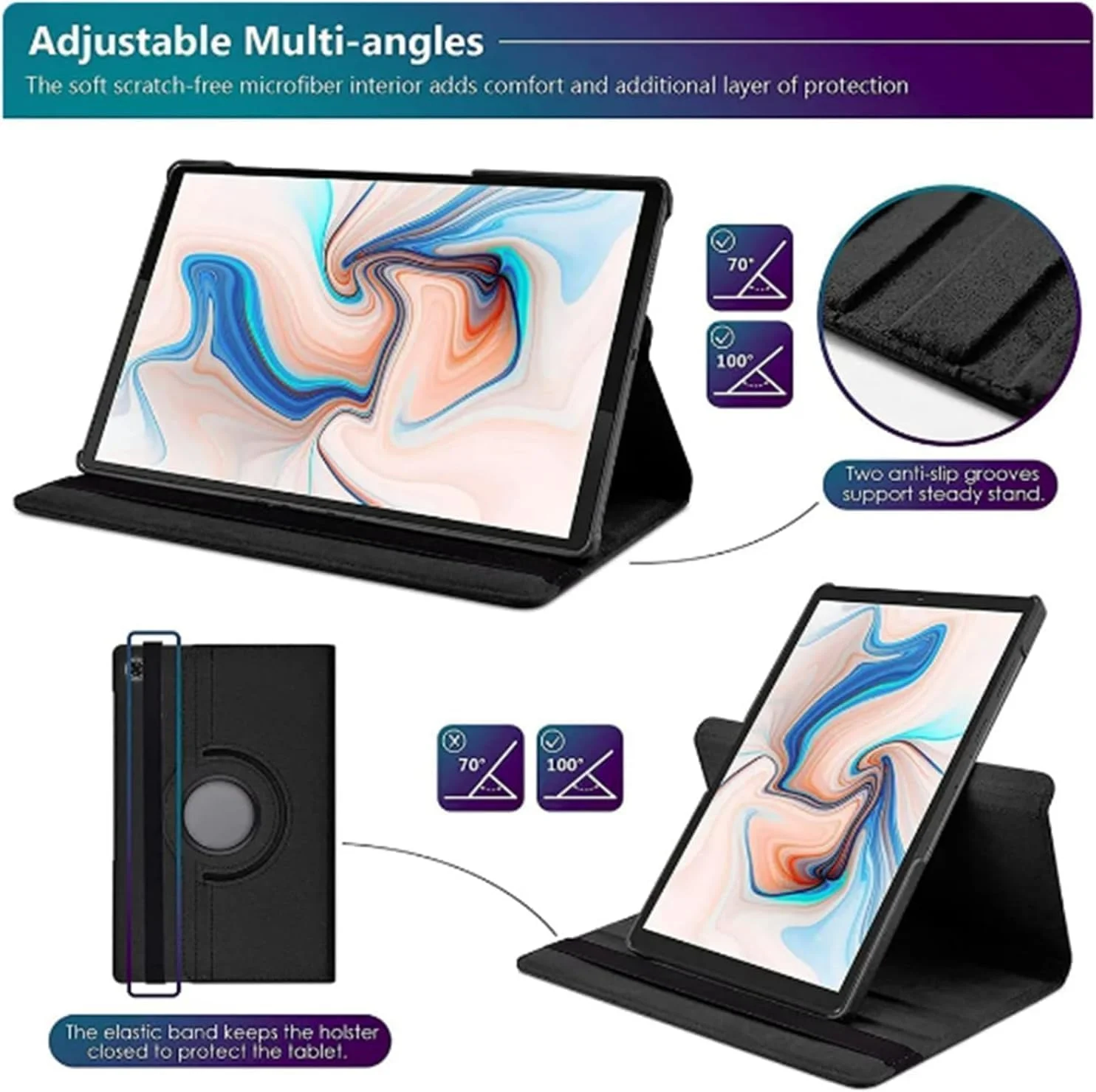 کیف SCAUA سازگار با تبلت Lenovo Tab P12 12.7 اینچی، پوشش باریک چرخان چند زاویه ای با قابلیت بیدار/خواب خودکار، چرم PU با پشت سخت ضد ضربه، مشکی کیف SCAUA سازگار با تبلت Lenovo Tab P12 12.7 اینچی، پوشش باریک چرخان چند زاویه ای با قابلیت بیدار/خواب خودکار، چرم PU با پشت سخت ضد ضربه، مشکی
