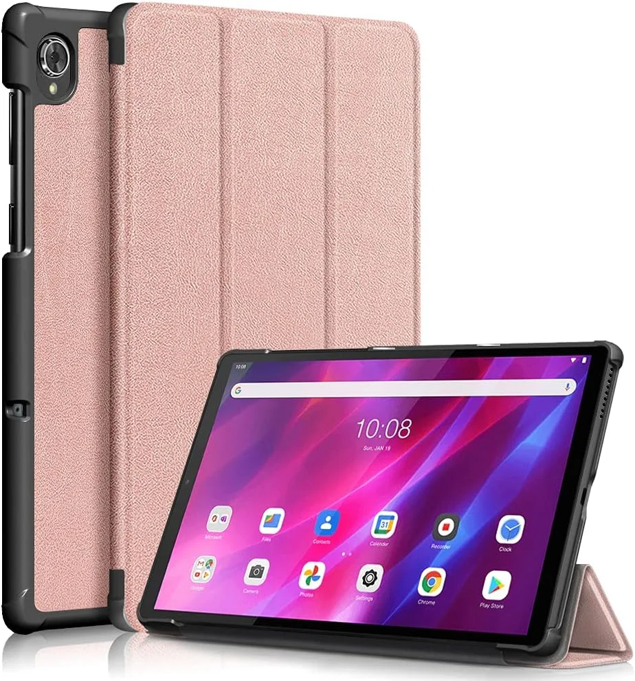 کیف تبلت Gylint برای Lenovo Tab K10 2021، کیف تاشو چرمی PU فوق العاده نازک با قابلیت استند برای Lenovo Tab K10 2021 TB-X6C6 / M10 Plus (نسل دوم) TB-X606F TB-X606X تبلت 10.3 اینچی، طلایی رز