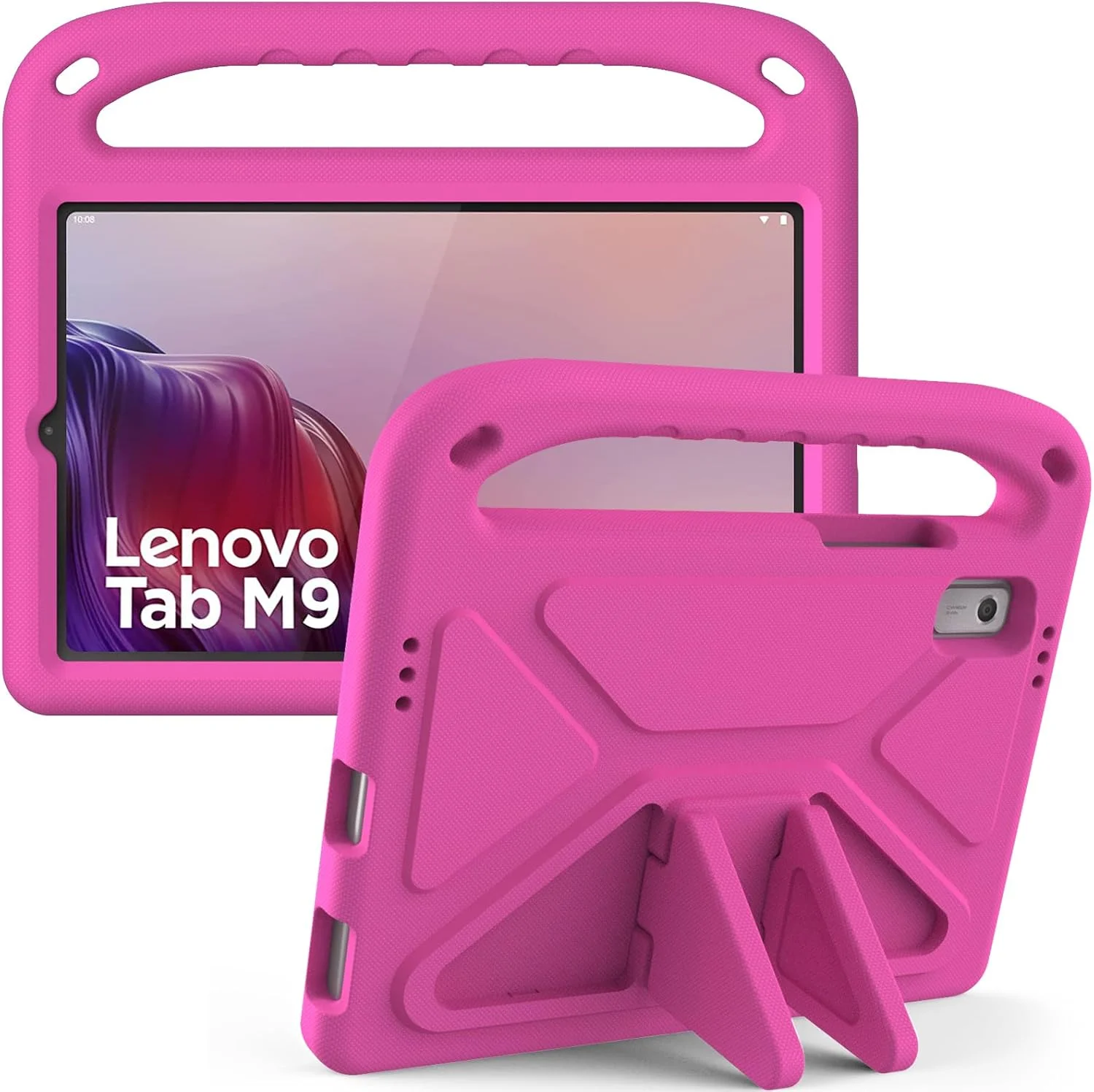 کیف تبلت EabHulie برای لنوو تب M9 9.0 اینچ 2023 TB-310FU، کاور سبک وزن EVA ضد ضربه با دسته و استند، محافظ کودکانه، صورتی پررنگ