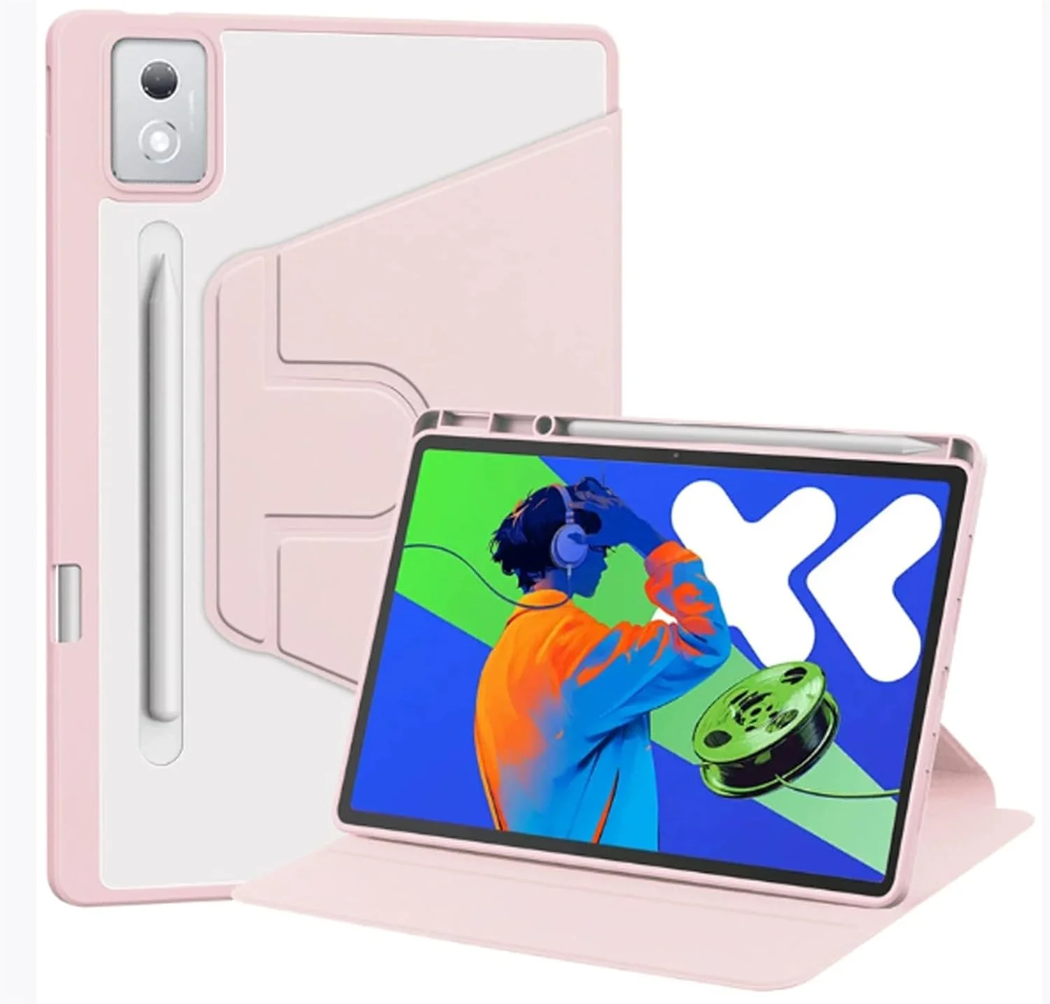 کاور محافظ مونستا برای تبلت لنوو Idea Tab Pro 12.7 اینچی 2025، کاور استند PC سخت اکریلیک با نگهدارنده قلم، قابلیت بیدار و خواب خودکار (صورتی)