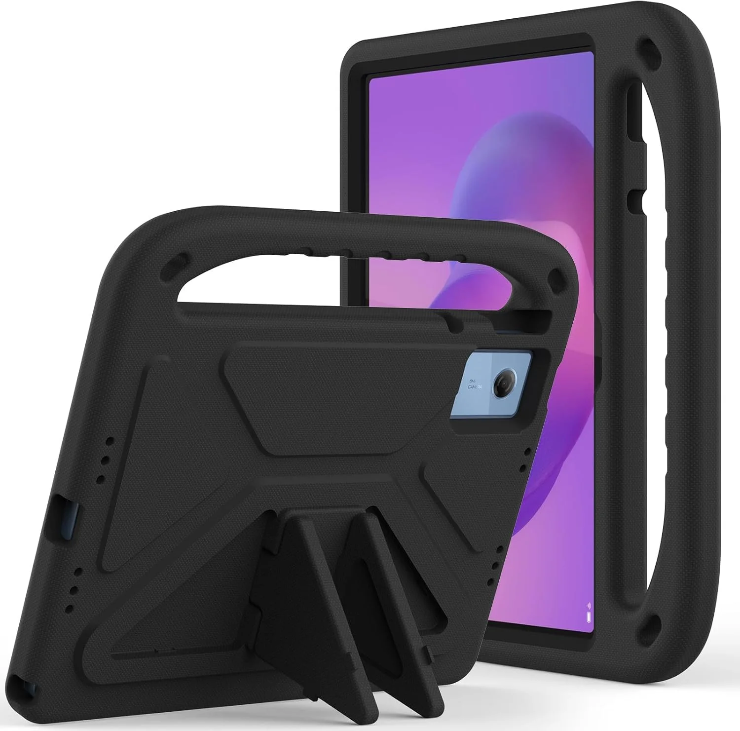 کاور ضد ضربه Gruattreay سازگار با تبلت 11 اینچی Lenovo Idea Tab مدل 2025، کاور محافظ سبک وزن EVA مناسب کودکان، ضد ضربه با دسته و پایه نامرئی (مشکی)