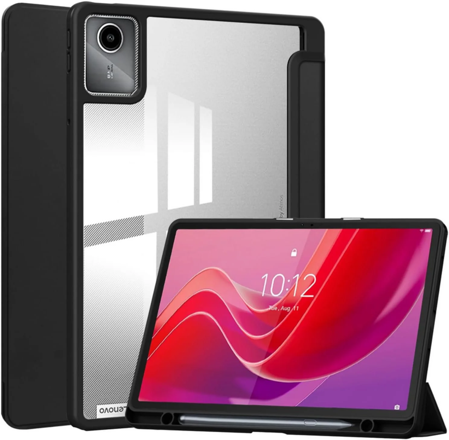 کیف تبلت SKEIDO برای تبلت Lenovo Tab M11 به همراه جای قلم، پایه تاشو، پوشش پشتی TPU اکریلیک برای XiaoxinPad Xiaoxin Pad 2024 Funda (مشکی)