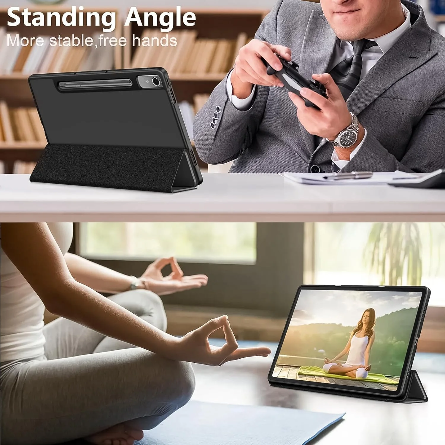 کاور هوشمند تبلت لنوو تب P12 / P12 Pro مدل (TB-370FU/TB-371FC) سایز 12.7 اینچ، پشتیبانی از عملکرد خواب/بیدار شدن خودکار، کاور پشتی محافظ TPU نرم و ضد ضربه، قاب تاشو (مشکی) کاور هوشمند تبلت لنوو تب P12 / P12 Pro مدل (TB-370FU/TB-371FC) سایز 12.7 اینچ، پشتیبانی از عملکرد خواب/بیدار شدن خودکار، کاور پشتی محافظ TPU نرم و ضد ضربه، قاب تاشو (مشکی)