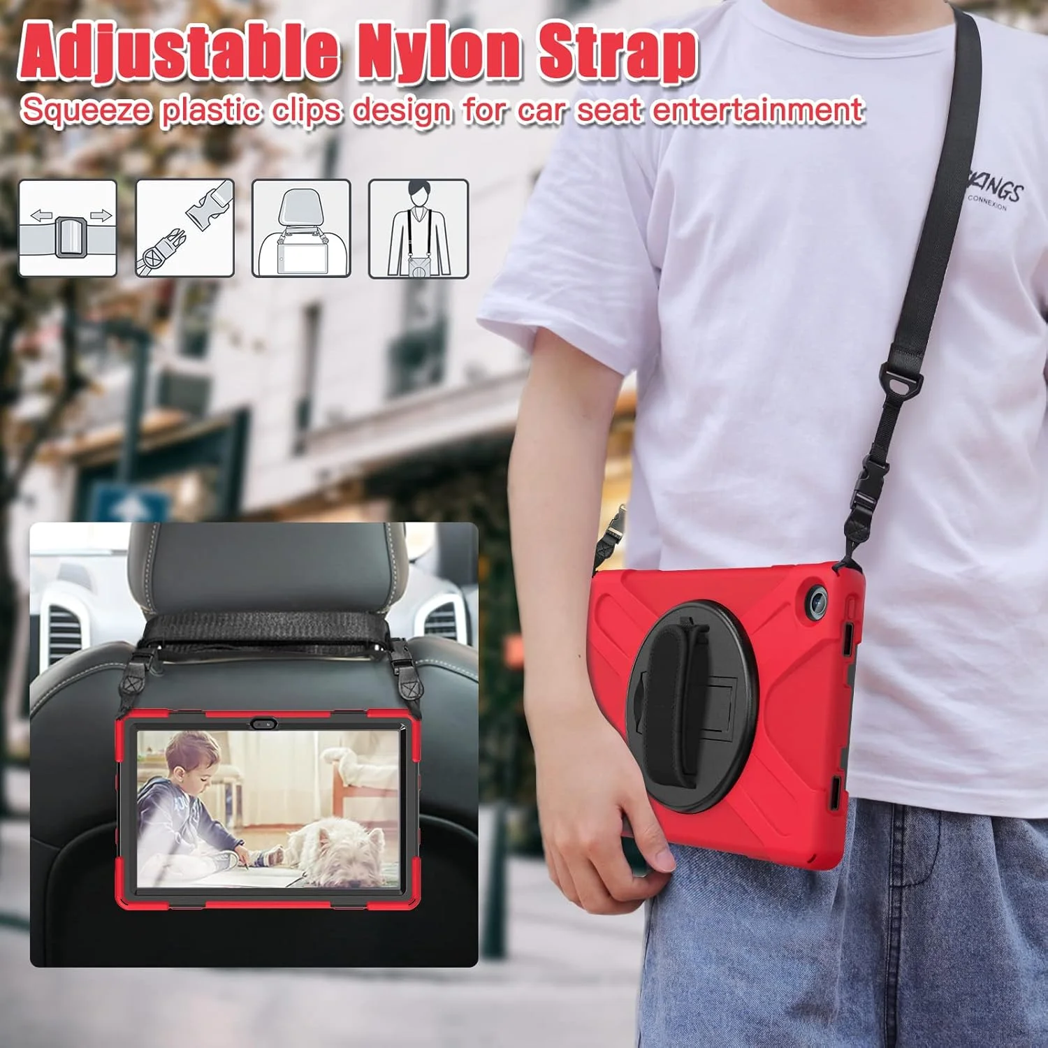Herize Case for Lenovo-Tab-M10-Plus (3rd Gen) 10.6" 2022 w/Stylus Holder & 360° Rotating Kickstand, Heavy Duty Rugged Hybrid Shock-Proof Cover with Hand/Shoulder Strap TB125FU/TB128FU/TB128XU (Red) Herize Case for Lenovo-Tab-M10-Plus (3rd Gen) 10.6" 2022 w/Stylus Holder & 360° Rotating Kickstand, Heavy Duty Rugged Hybrid Shock-Proof Cover with Hand/Shoulder Strap TB125FU/TB128FU/TB128XU (Red)