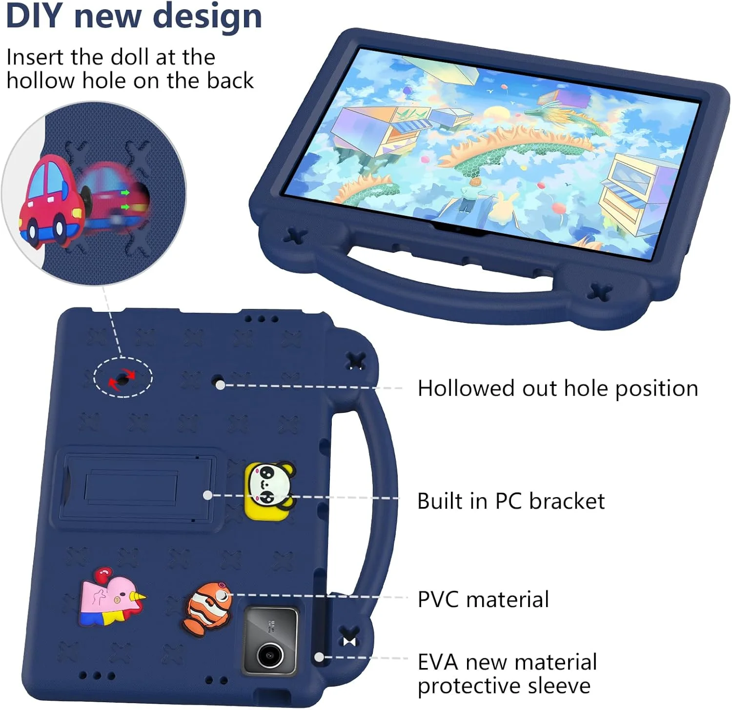 Billionn Kids Case Compatible with Lenovo Tab M11 11 inch Tablet (TB330FU/TB330XU), EVA Cartoon Shockproof Cover with Shoulder Strap Handle Stand, Navy Blue Billionn Kids Case Compatible with Lenovo Tab M11 11 inch Tablet (TB330FU/TB330XU), EVA Cartoon Shockproof Cover with Shoulder Strap Handle Stand, Navy Blue