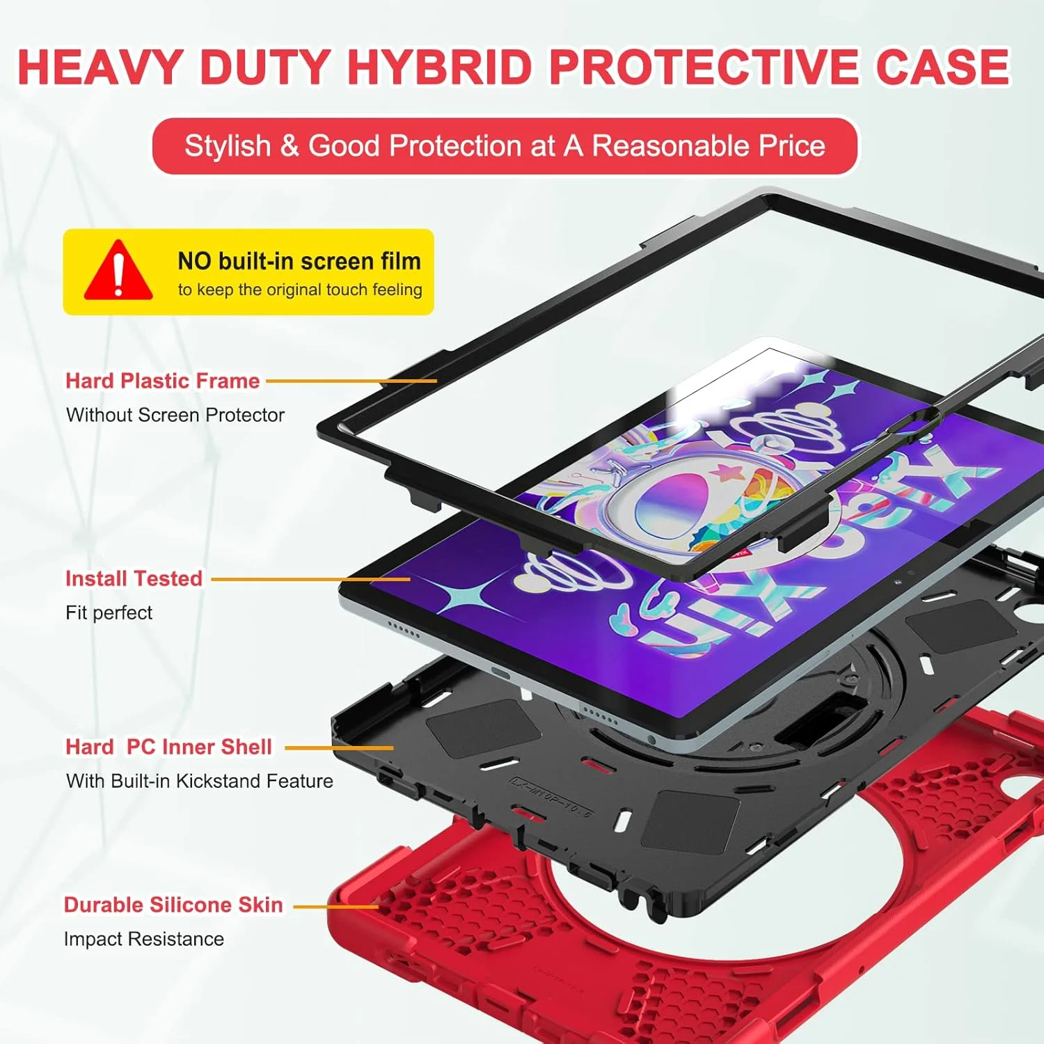 Herize Case for Lenovo-Tab-M10-Plus (3rd Gen) 10.6" 2022 w/Stylus Holder & 360° Rotating Kickstand, Heavy Duty Rugged Hybrid Shock-Proof Cover with Hand/Shoulder Strap TB125FU/TB128FU/TB128XU (Red) Herize Case for Lenovo-Tab-M10-Plus (3rd Gen) 10.6" 2022 w/Stylus Holder & 360° Rotating Kickstand, Heavy Duty Rugged Hybrid Shock-Proof Cover with Hand/Shoulder Strap TB125FU/TB128FU/TB128XU (Red)