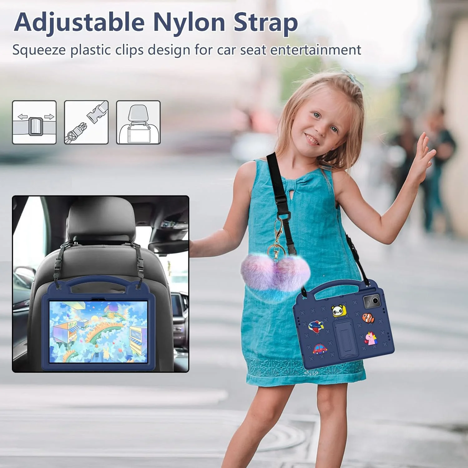 Billionn Kids Case Compatible with Lenovo Tab M11 11 inch Tablet (TB330FU/TB330XU), EVA Cartoon Shockproof Cover with Shoulder Strap Handle Stand, Navy Blue Billionn Kids Case Compatible with Lenovo Tab M11 11 inch Tablet (TB330FU/TB330XU), EVA Cartoon Shockproof Cover with Shoulder Strap Handle Stand, Navy Blue