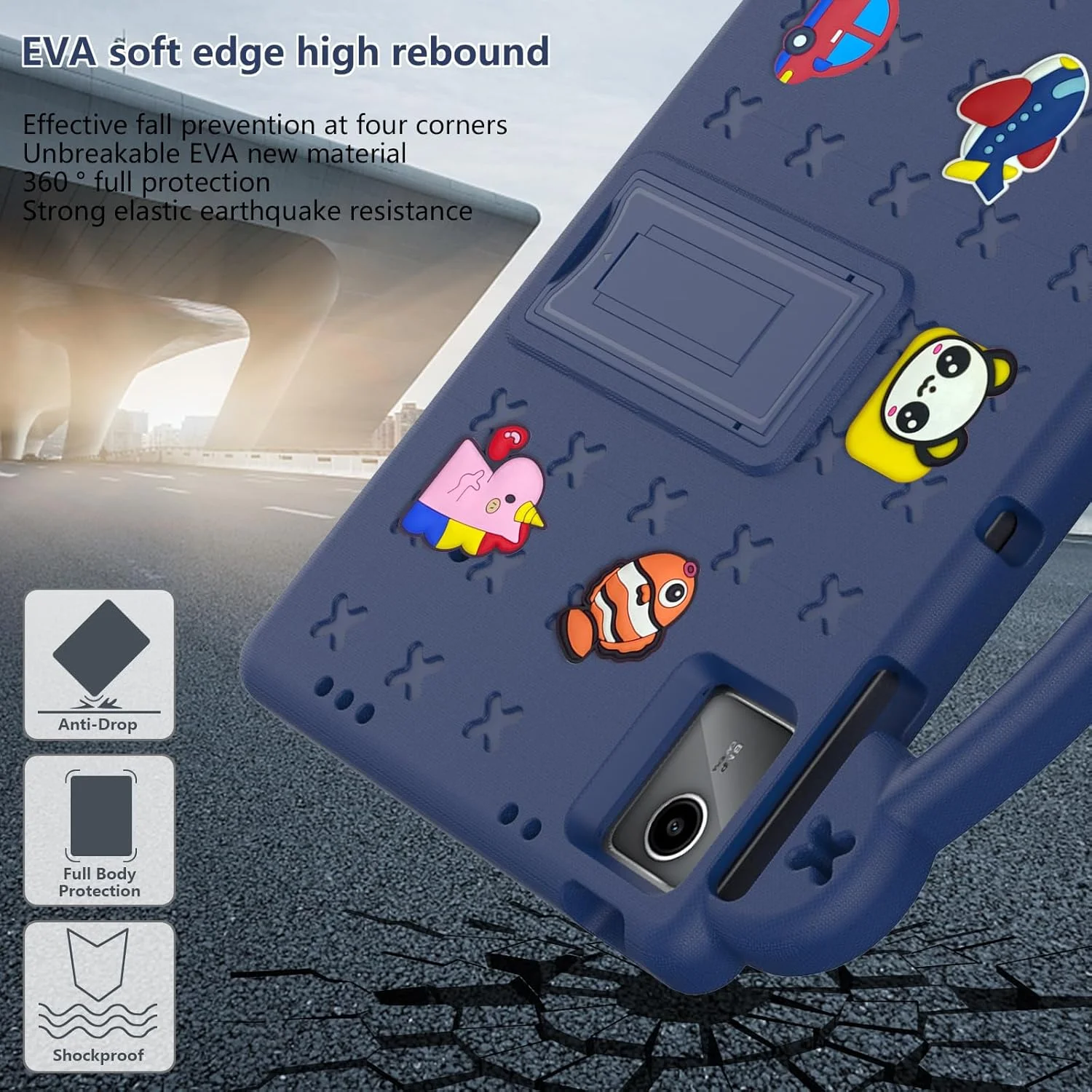 Billionn Kids Case Compatible with Lenovo Tab M11 11 inch Tablet (TB330FU/TB330XU), EVA Cartoon Shockproof Cover with Shoulder Strap Handle Stand, Navy Blue Billionn Kids Case Compatible with Lenovo Tab M11 11 inch Tablet (TB330FU/TB330XU), EVA Cartoon Shockproof Cover with Shoulder Strap Handle Stand, Navy Blue