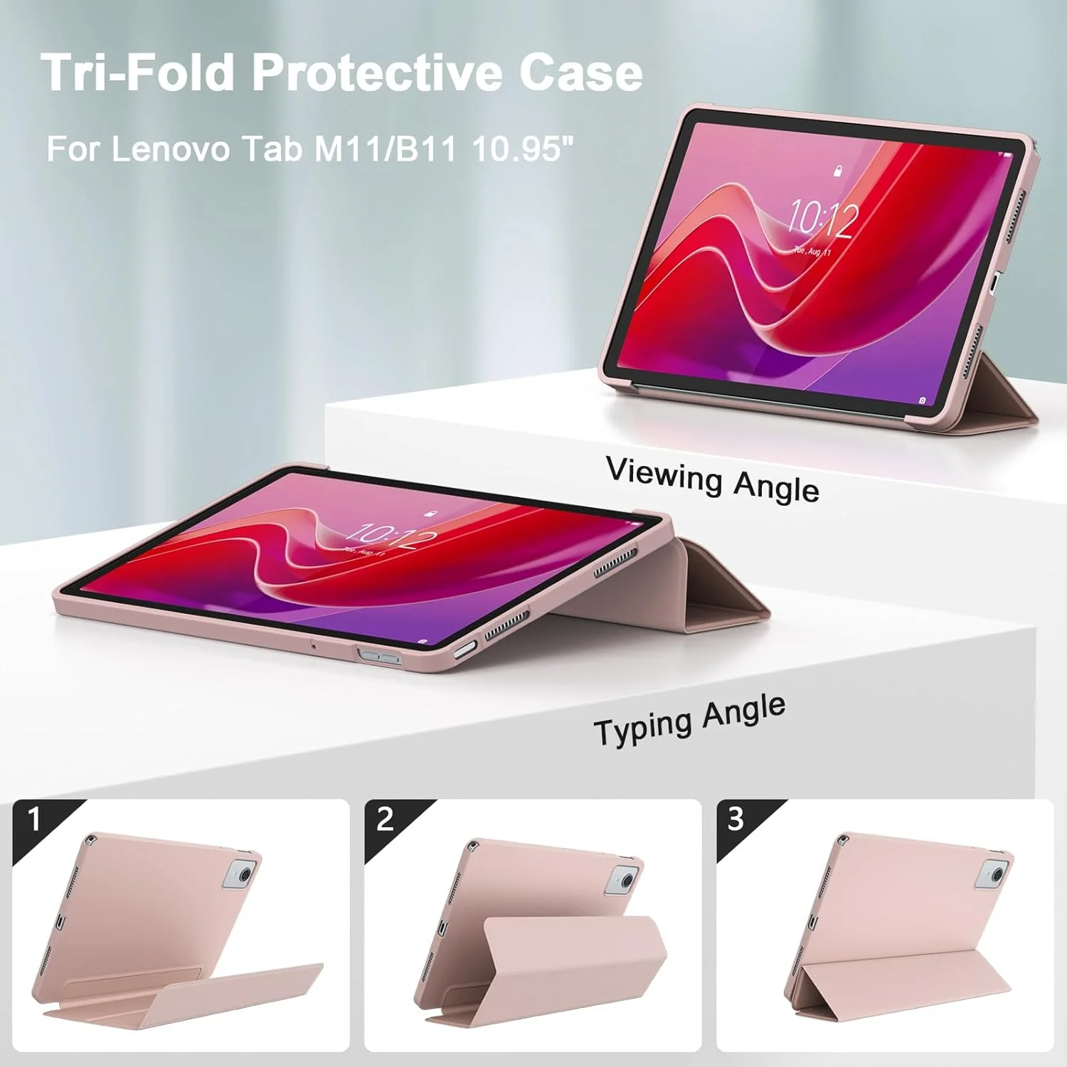 کیف محافظ ProCase برای تبلت لنوو تب M11 11 اینچ 2024 مدل TB330FU، با قابلیت خواب/بیدار شدن خودکار، کاور محافظ تبلت باریک و تاشو، رنگ صورتی کیف محافظ ProCase برای تبلت لنوو تب M11 11 اینچ 2024 مدل TB330FU، با قابلیت خواب/بیدار شدن خودکار، کاور محافظ تبلت باریک و تاشو، رنگ صورتی