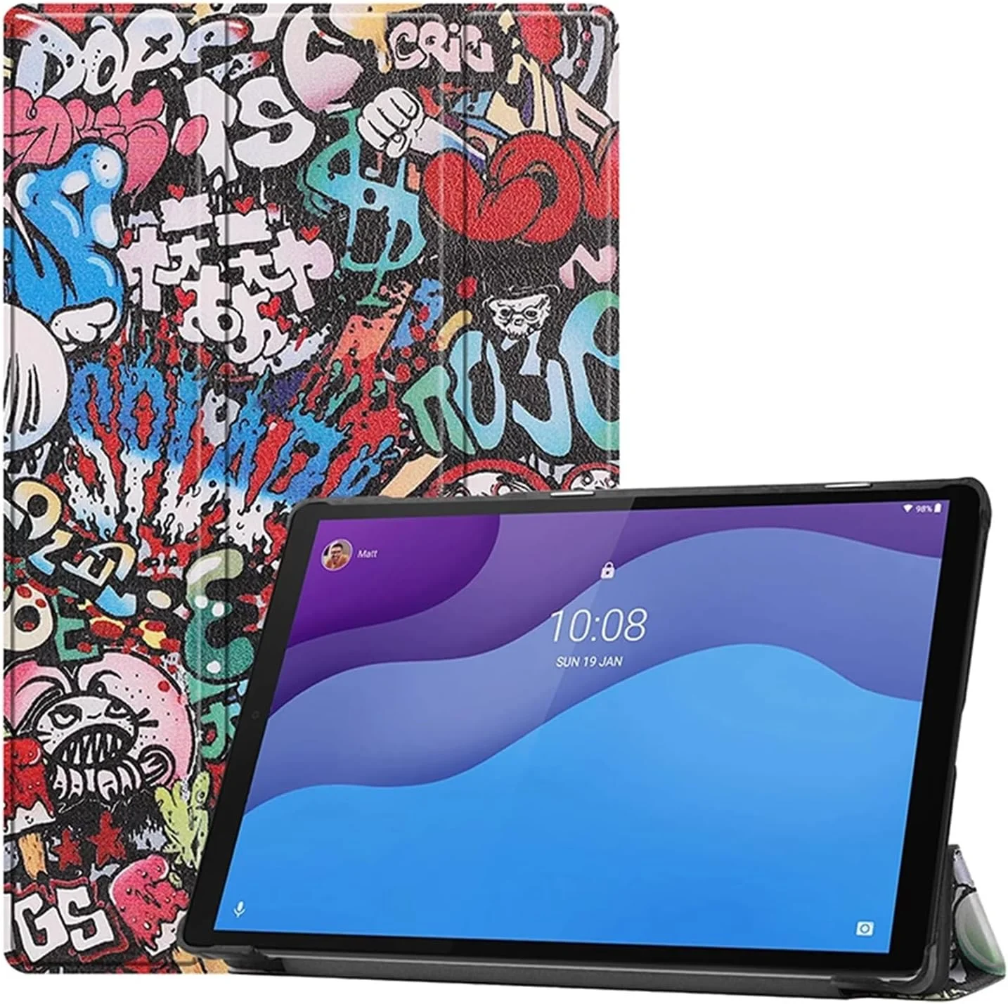 کیف چرمی PU باریک تبلت SKEIDO مدل Flip Shell مناسب برای تبلت Lenovo Tab M10 HD (نسل دوم) TB-X306X (طرح نقاشی)