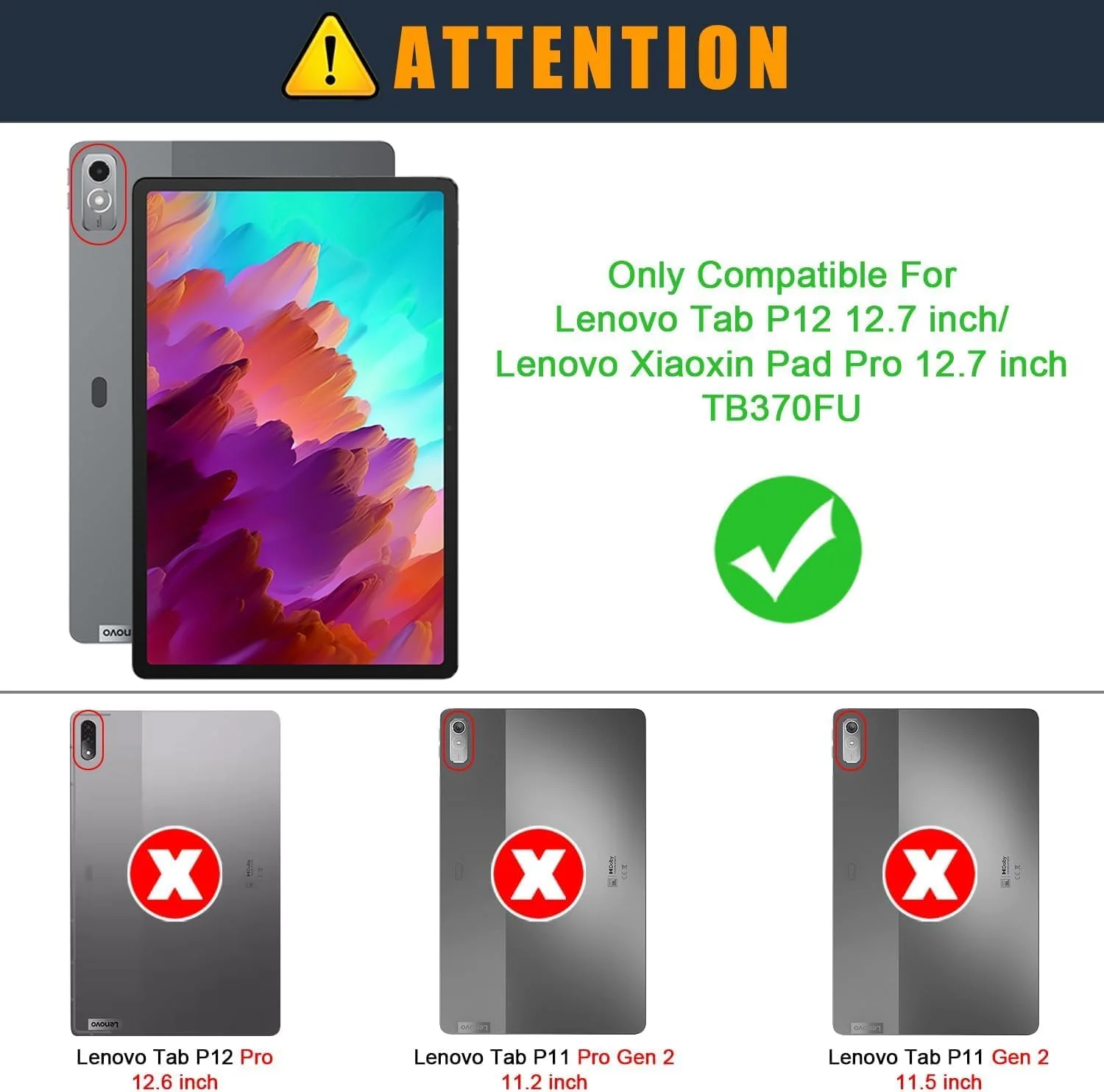 T Tersely Smart Case for Lenovo Tab P12 12.7'' 2023 (TB-370FU), Slim Stand Hard Back Protective Smart Cover Cases Support Auto Wake/Sleep - Black T Tersely Smart Case for Lenovo Tab P12 12.7'' 2023 (TB-370FU), Slim Stand Hard Back Protective Smart Cover Cases Support Auto Wake/Sleep - Black