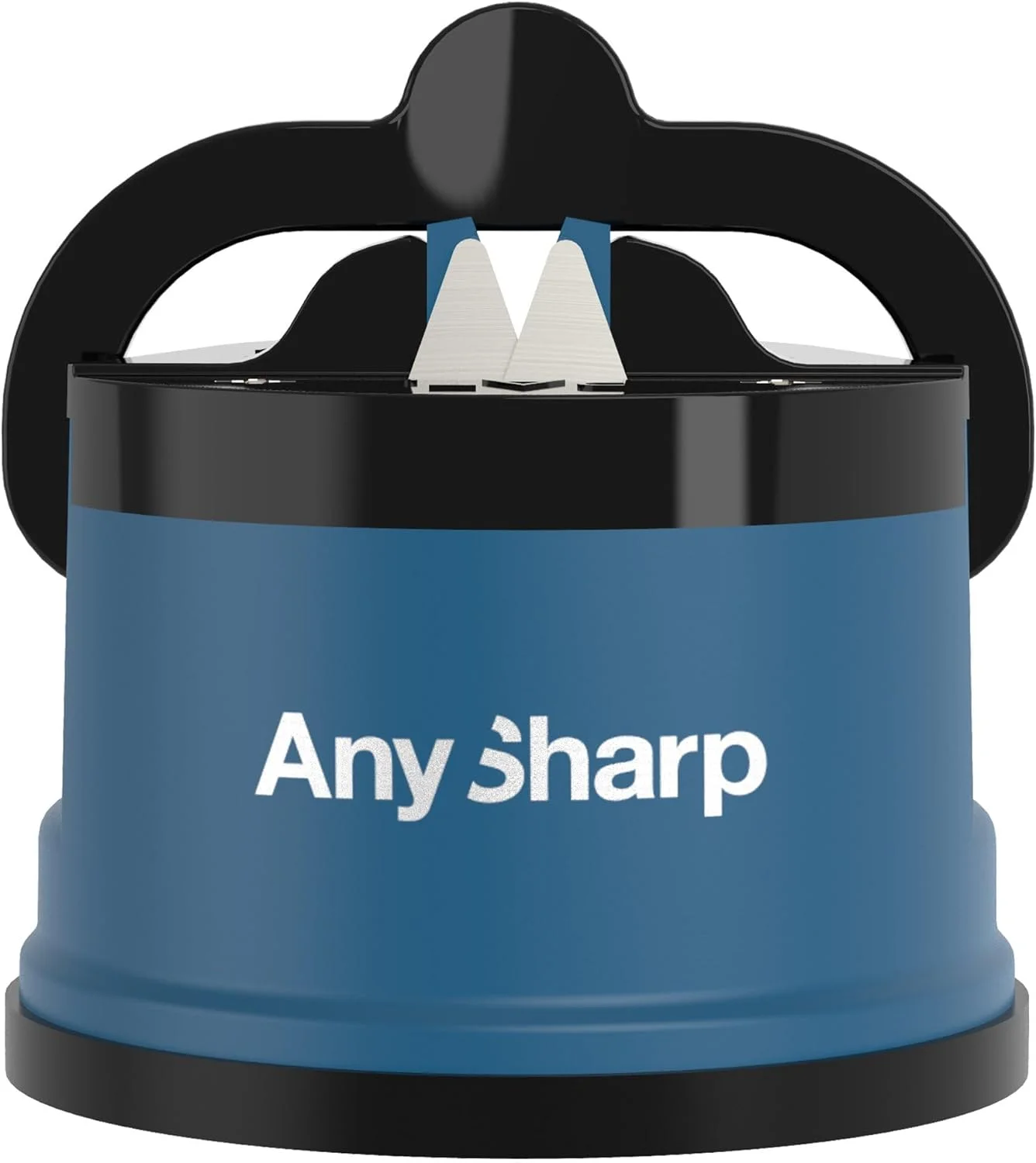 چاقو تیز کن AnySharp، ایمنی بدون نیاز به دست، مکش PowerGrip، تیز کردن ایمن انواع چاقوهای آشپزخانه، ایده آل برای فولاد سخت شده و دندانه دار، بهترین در جهان، جمع و جور، تک سایز، آبی