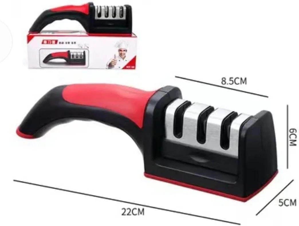 ابزار تیزکننده چاقو AJ - جدیدترین پایه لاستیکی ضد لغزش و دسته با طراحی ارگونومیک با سیستم سه مرحله ای تیز کردن: تیز کردن، آماده سازی، پرداخت