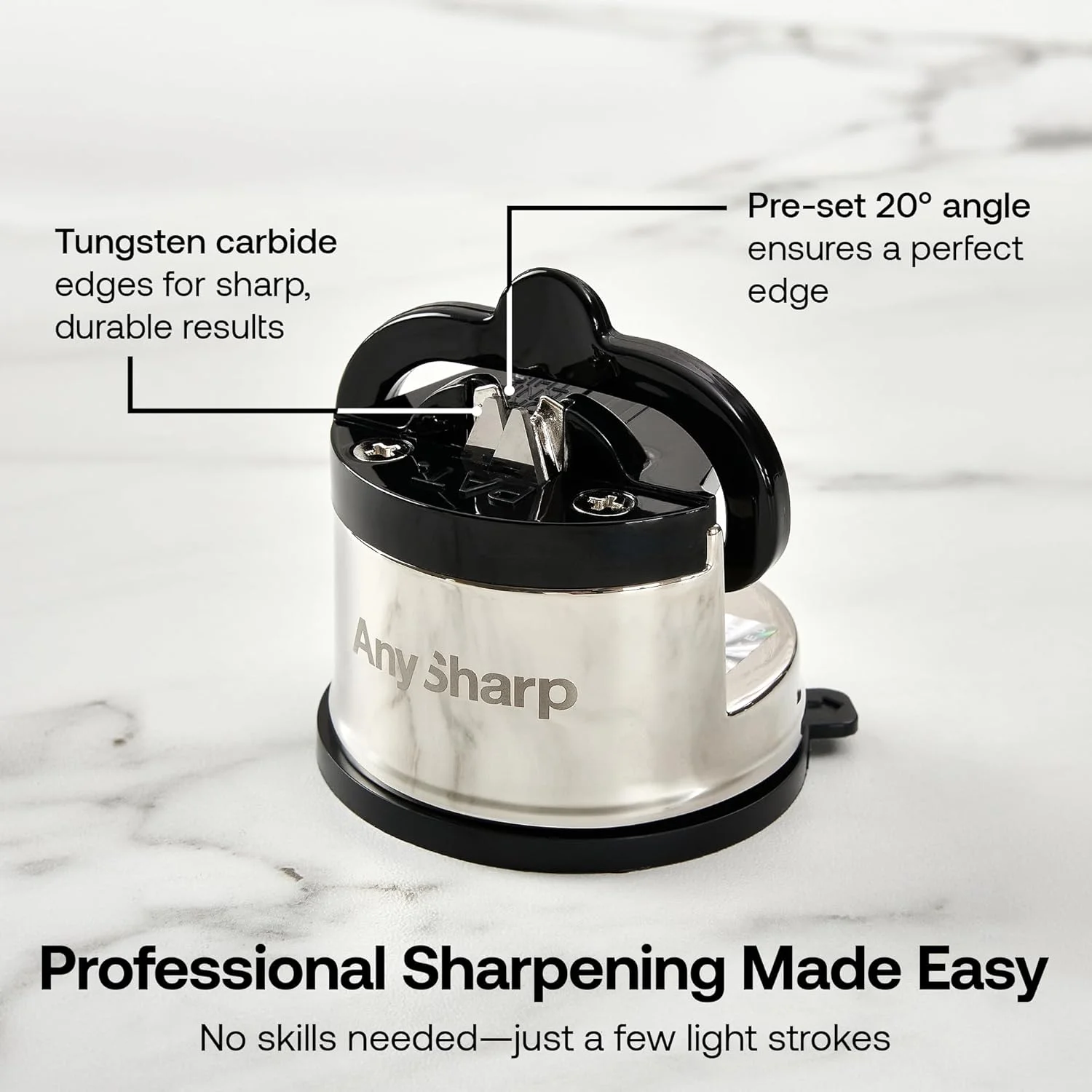 چاقو تیز کن AnySharp Pro (فلزی) با مکنده، فلز برس خورده، سایز واحد