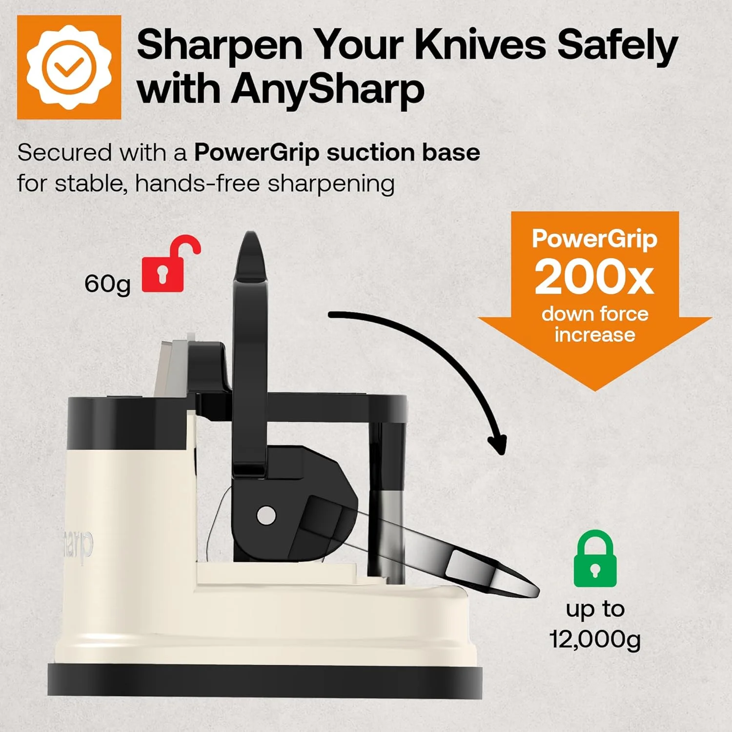 AnySharp Global Knife Sharpener, Cream, One Size AnySharp Global Knife Sharpener, Cream, One Size
