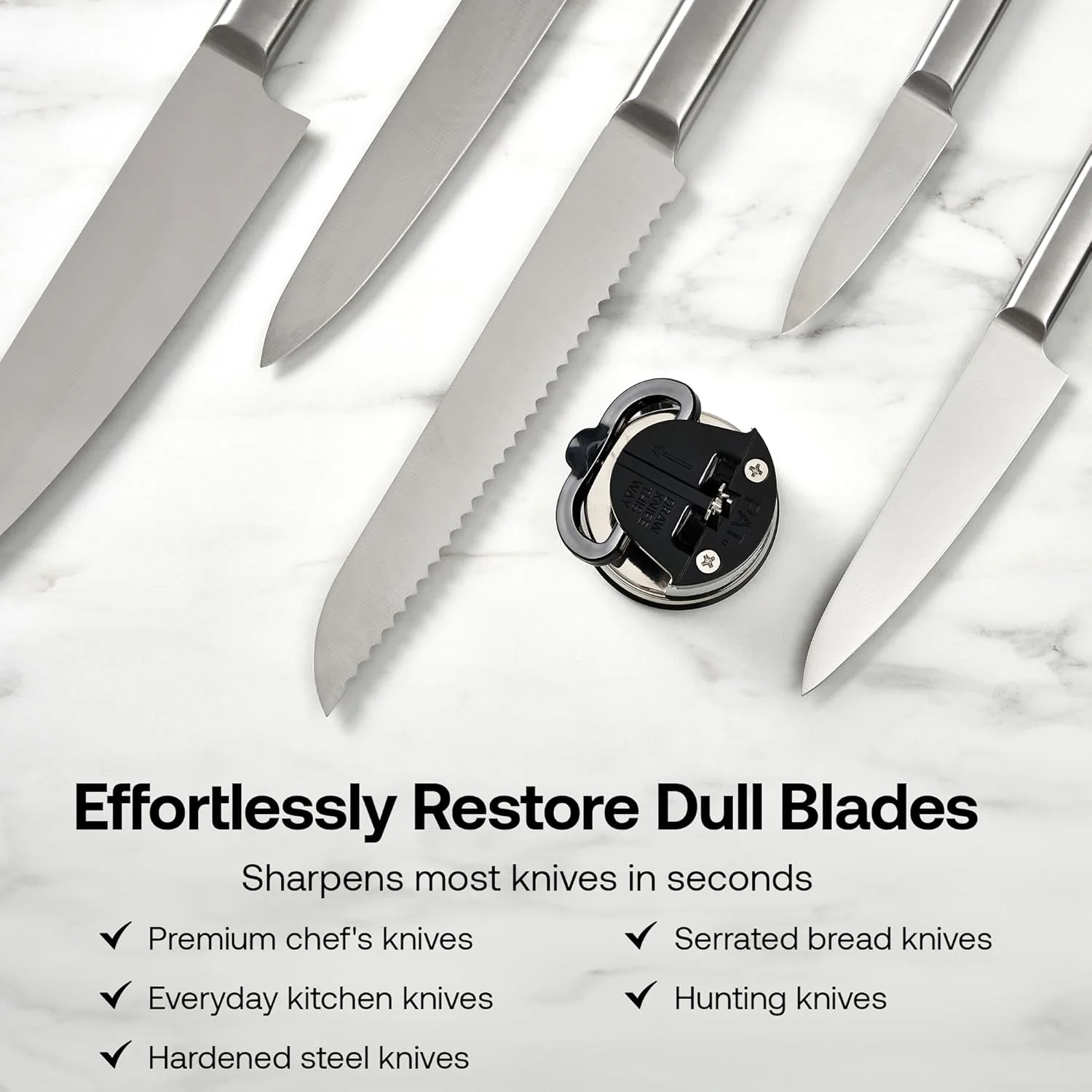 چاقو تیز کن AnySharp Pro (فلزی) با مکنده، فلز برس خورده، سایز واحد