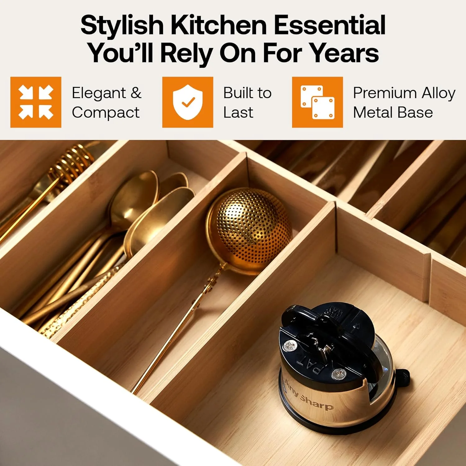 چاقو تیز کن AnySharp Pro (فلزی) با مکنده، فلز برس خورده، سایز واحد