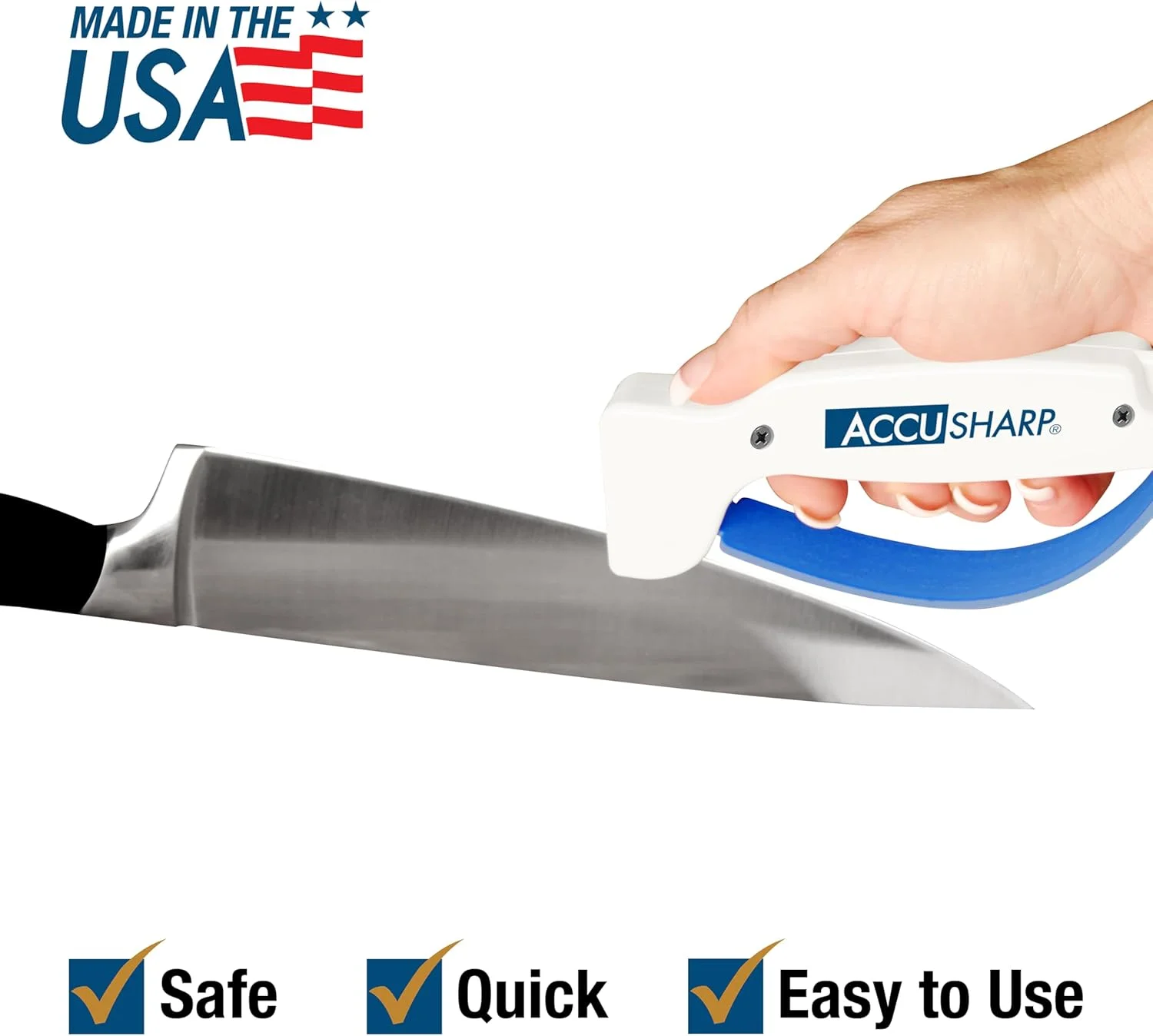 تیزکننده چاقو و ابزار AccuSharp - تیزکننده ارگونومیک چاقو برای چاقوهای آشپزخانه، چاقوهای جیبی، تیغه های دندانه دار، ساطور، تبر و قمه - کاربید تنگستن الماسه تیز می کند، ترمیم می کند تیزکننده چاقو و ابزار AccuSharp - تیزکننده ارگونومیک چاقو برای چاقوهای آشپزخانه، چاقوهای جیبی، تیغه های دندانه دار، ساطور، تبر و قمه - کاربید تنگستن الماسه تیز می کند، ترمیم می کند