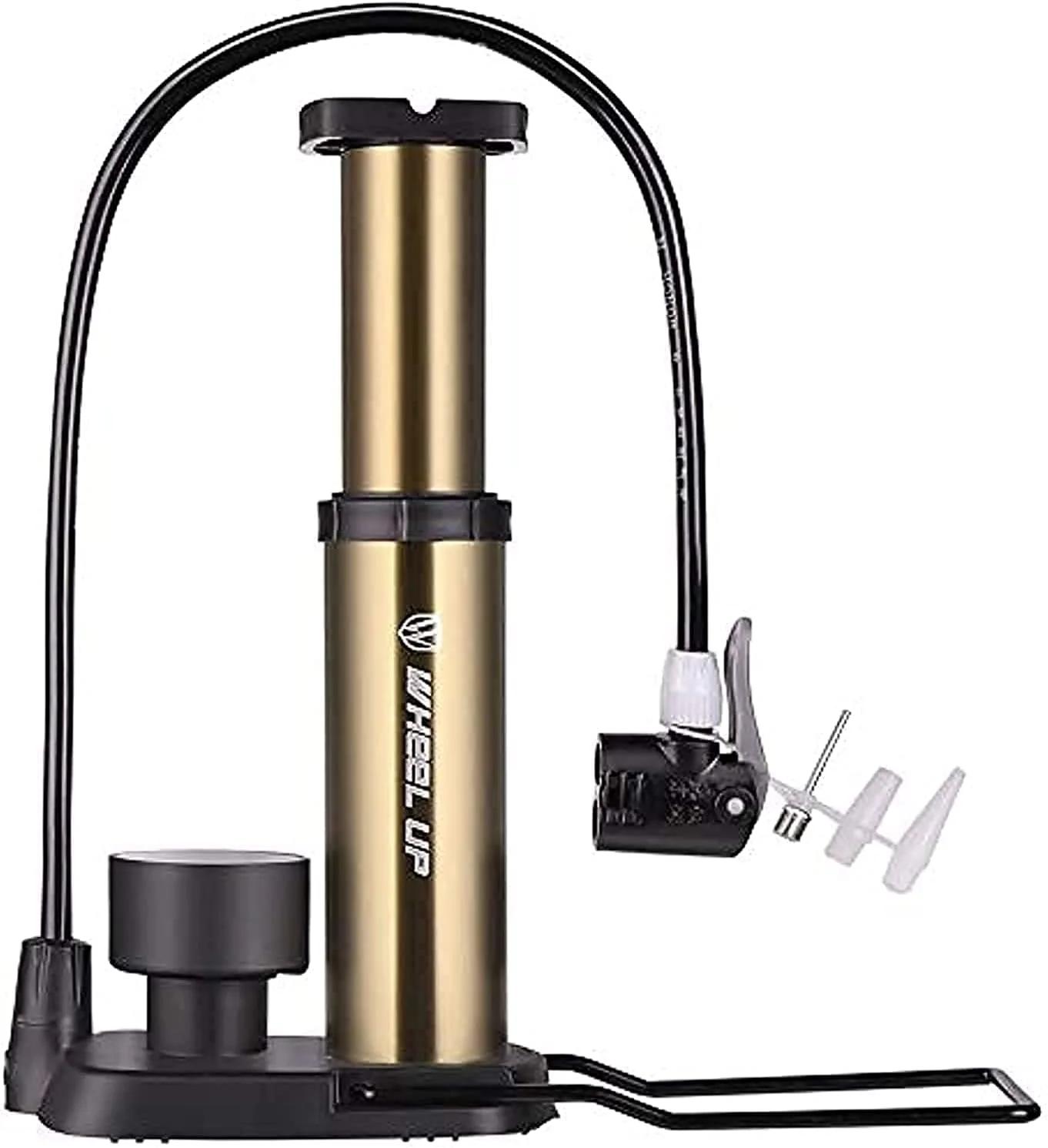 پمپ باد دوچرخه WHEEL UP، لوازم جانبی دوچرخه، فشار بالا 120 PSI با گیج، مناسب برای والف های پرستا و شرادر، پمپ های باد کوچک برای تایر دوچرخه های کوهستانی، جاده ای، MTB، BMX، توپ و قایق