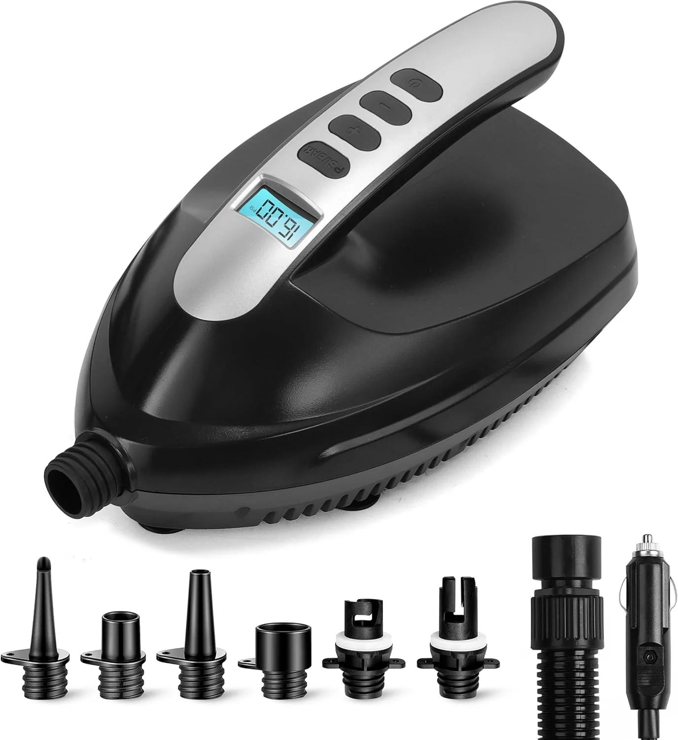کمپرسور پمپ هوای برقی دیجیتال SereneLife - 110 وات 12 ولت با LCD، 0-16 PSI قابل تنظیم - برای ورزش های آبی تخته پارویی بادی SUP - مدل Slpump20