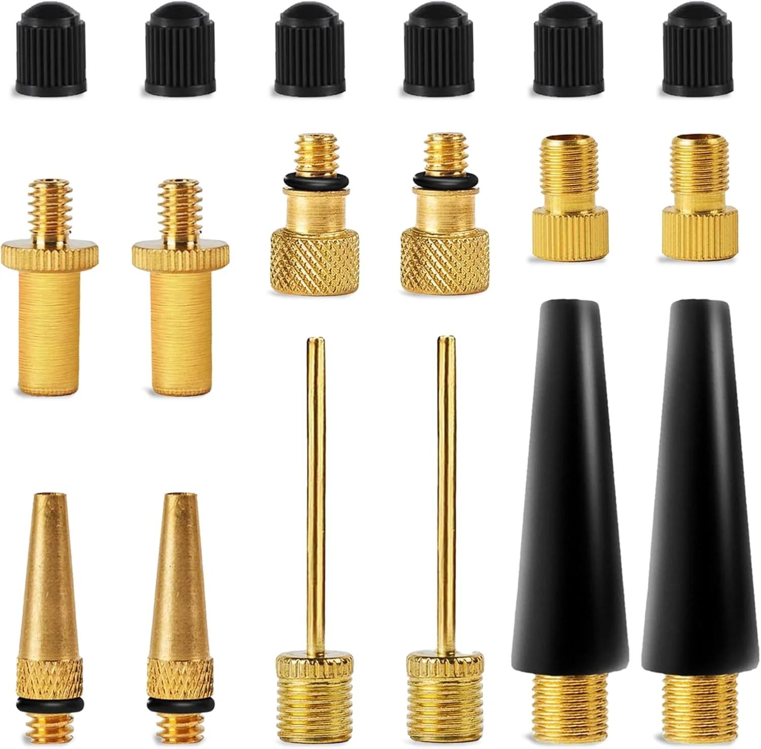 مجموعه آداپتور والو دوچرخه Mobi Lock (بسته 10 والو + 6 درپوش + 2 سوزن پمپ توپ) - آداپتورهای والو پرستا، والو دانلوپ، والو شرادر - سوزن باد کردن توپ های ورزشی
