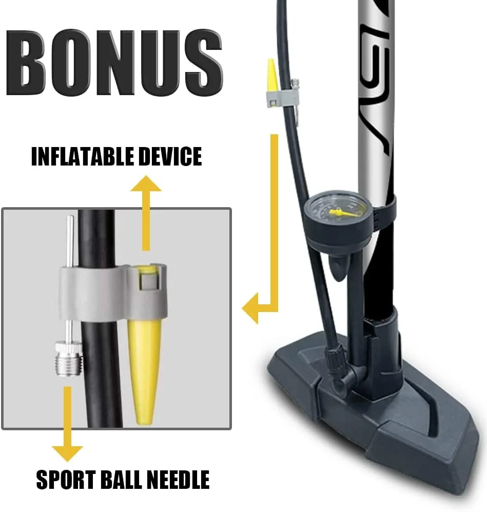 BV Bicycle Pump Durable Steel Bike Floor Pump 17/24 inch Smart Valve Head, 160 psi, Automatically Reversible Presta and Schrader BV Bicycle Pump Durable Steel Bike Floor Pump 17/24 inch Smart Valve Head, 160 psi, Automatically Reversible Presta and Schrader