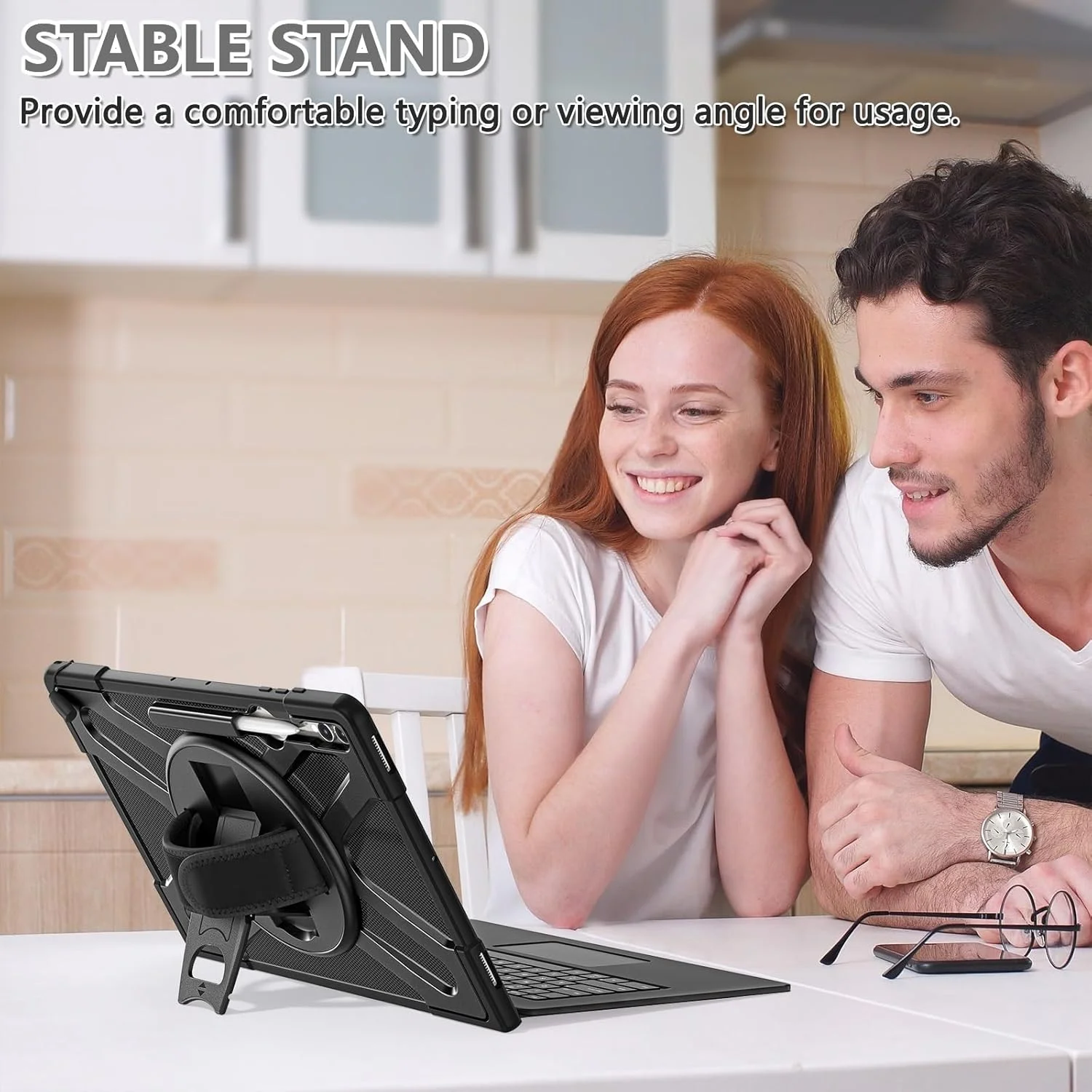 محافظ تبلت سازگار با Samsung Galaxy Tab S9 Ultra 2023 X910: قاب محافظ سنگین با پایه چرخان، دسته و ضربه گیر ضد ضربه محافظ تبلت سازگار با Samsung Galaxy Tab S9 Ultra 2023 X910: قاب محافظ سنگین با پایه چرخان، دسته و ضربه گیر ضد ضربه