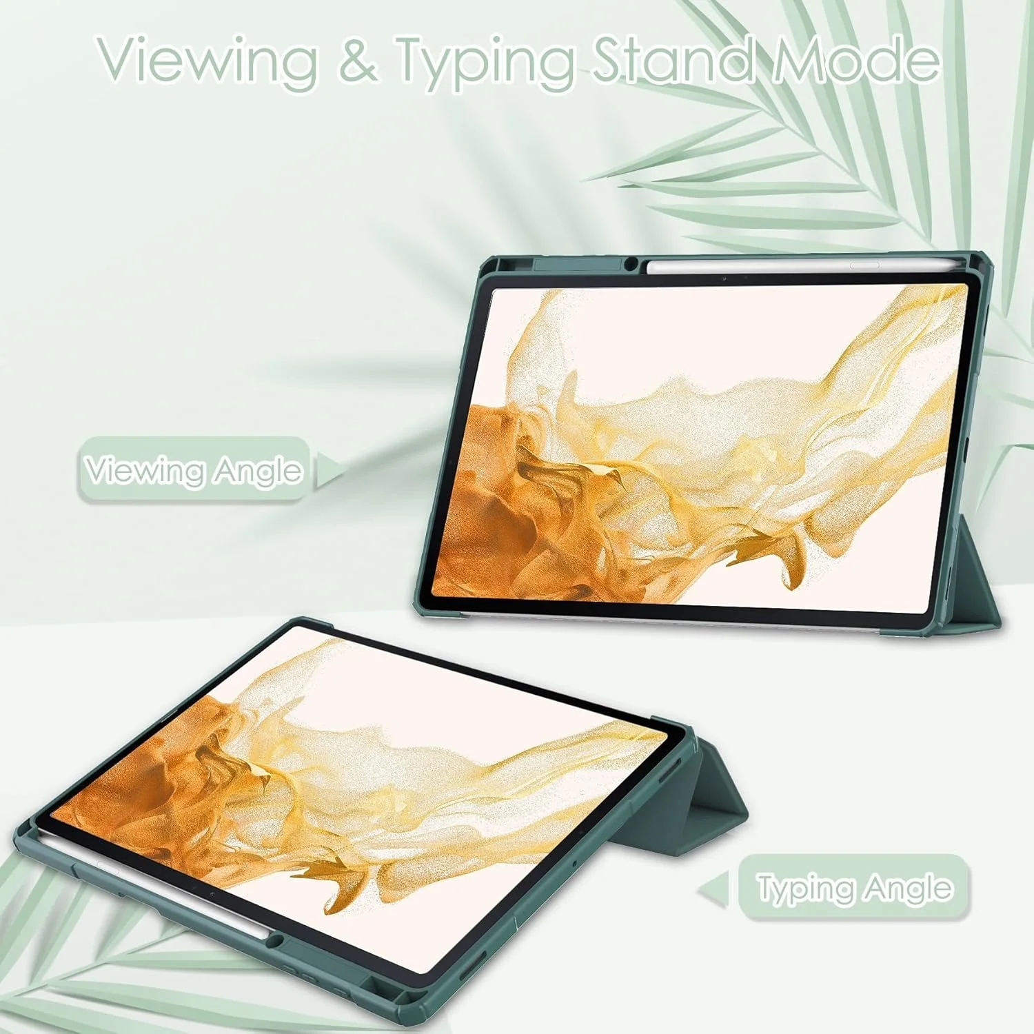 Tri-Fold Smart Tablet Case Compatible with Samsung Galaxy Tab S7 Plus 12.4 inch,TPU Slim Protective Transparent Back Stand Case w/Pencil Holder Shockproof Cover,Auto Wake/Sleep.Dark Green Tri-Fold Smart Tablet Case Compatible with Samsung Galaxy Tab S7 Plus 12.4 inch,TPU Slim Protective Transparent Back Stand Case w/Pencil Holder Shockproof Cover,Auto Wake/Sleep.Dark Green