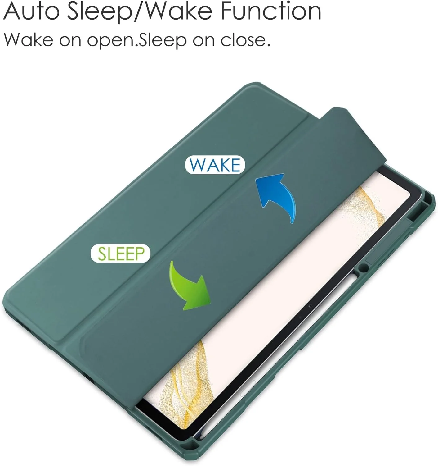 Tri-Fold Smart Tablet Case Compatible with Samsung Galaxy Tab S7 Plus 12.4 inch,TPU Slim Protective Transparent Back Stand Case w/Pencil Holder Shockproof Cover,Auto Wake/Sleep.Dark Green Tri-Fold Smart Tablet Case Compatible with Samsung Galaxy Tab S7 Plus 12.4 inch,TPU Slim Protective Transparent Back Stand Case w/Pencil Holder Shockproof Cover,Auto Wake/Sleep.Dark Green
