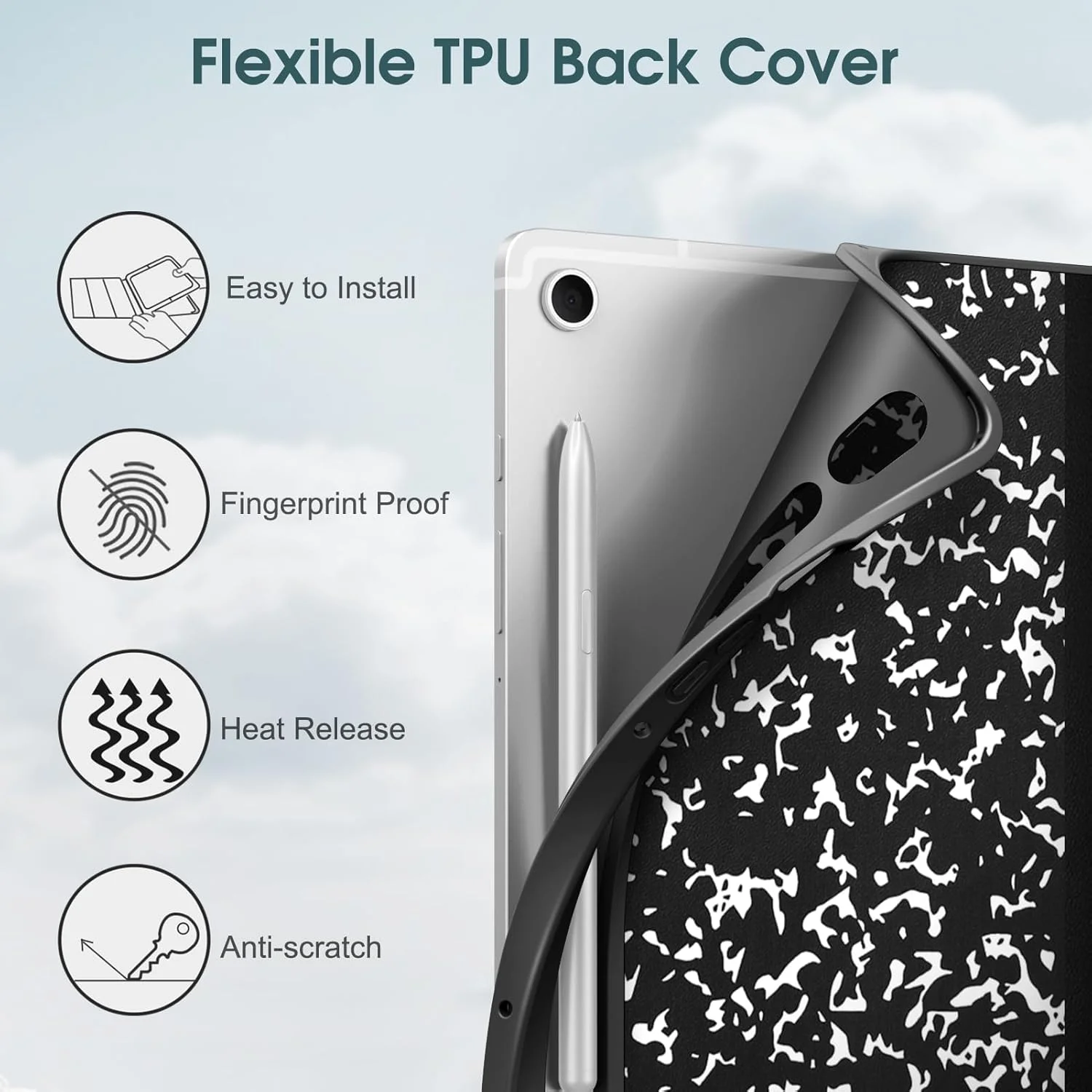 کیف باریک Fintie برای تبلت سامسونگ گلکسی تب S9 FE 5G 10.9 اینچ / گلکسی تب S9 11 اینچ 2023 با جای قلم S داخلی، کاور پشتی استند هوشمند TPU نرم با قابلیت بیدار/خواب خودکار، طرح دفتر مشق سیاه کیف باریک Fintie برای تبلت سامسونگ گلکسی تب S9 FE 5G 10.9 اینچ / گلکسی تب S9 11 اینچ 2023 با جای قلم S داخلی، کاور پشتی استند هوشمند TPU نرم با قابلیت بیدار/خواب خودکار، طرح دفتر مشق سیاه