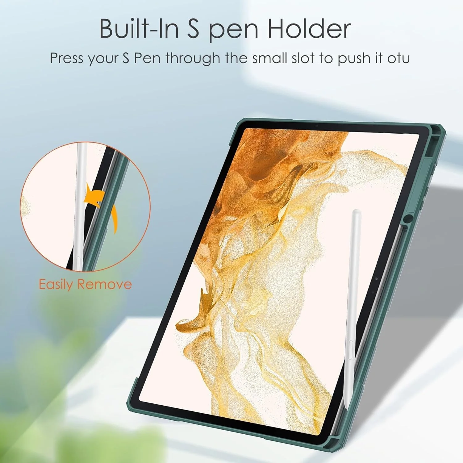 Tri-Fold Smart Tablet Case Compatible with Samsung Galaxy Tab S7 Plus 12.4 inch,TPU Slim Protective Transparent Back Stand Case w/Pencil Holder Shockproof Cover,Auto Wake/Sleep.Dark Green Tri-Fold Smart Tablet Case Compatible with Samsung Galaxy Tab S7 Plus 12.4 inch,TPU Slim Protective Transparent Back Stand Case w/Pencil Holder Shockproof Cover,Auto Wake/Sleep.Dark Green