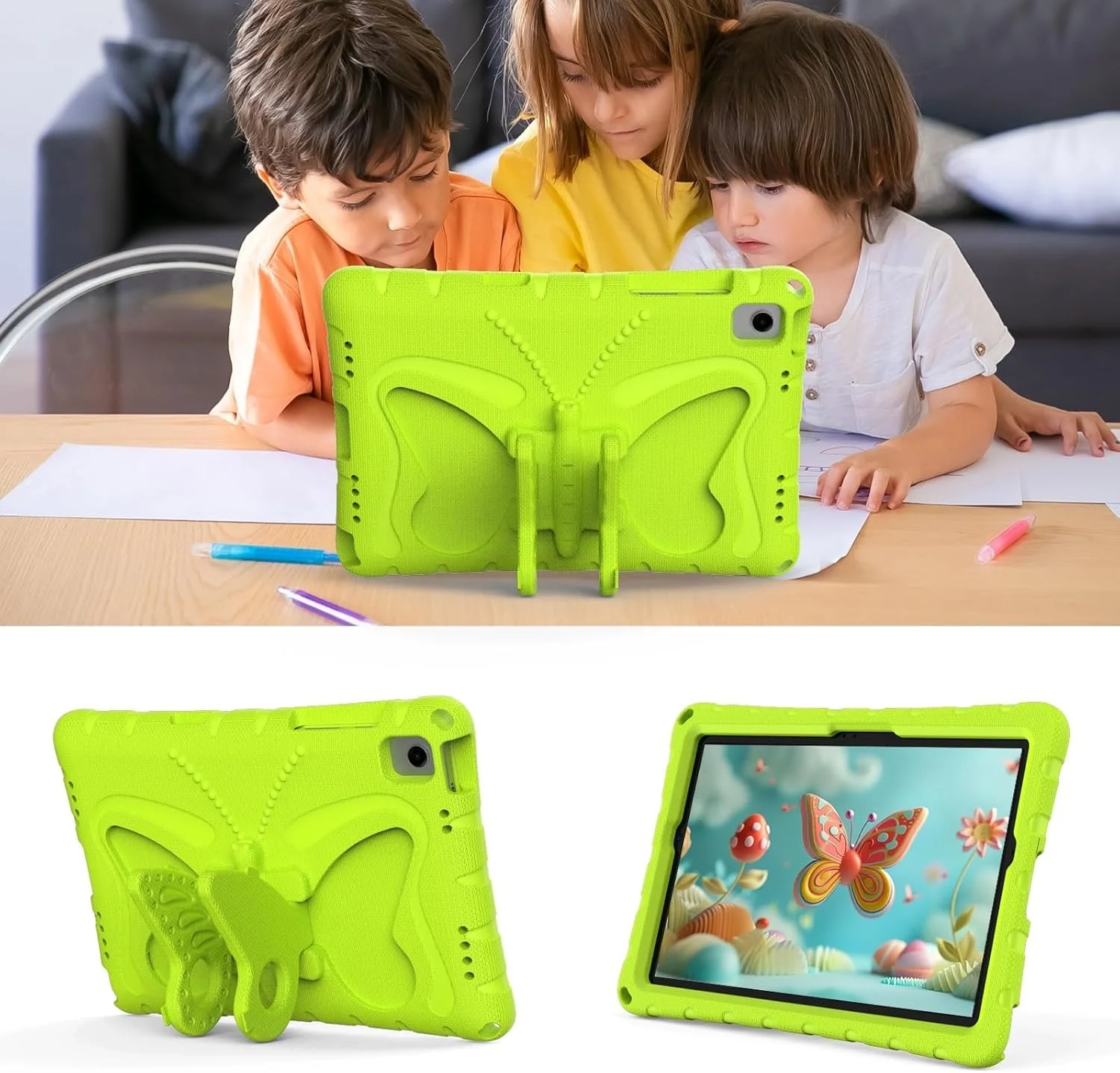 کیف تبلت سازگار با Samsung Galaxy Tab A9 Plus 11 اینچ 2023 SM-X210/SM-216/SM-X218، کیف محافظ کودکانه با بند شانه قابل تنظیم و پایه، کاور سبک وزن EVA ضد ضربه (سبز چمنی) کیف تبلت سازگار با Samsung Galaxy Tab A9 Plus 11 اینچ 2023 SM-X210/SM-216/SM-X218، کیف محافظ کودکانه با بند شانه قابل تنظیم و پایه، کاور سبک وزن EVA ضد ضربه (سبز چمنی)