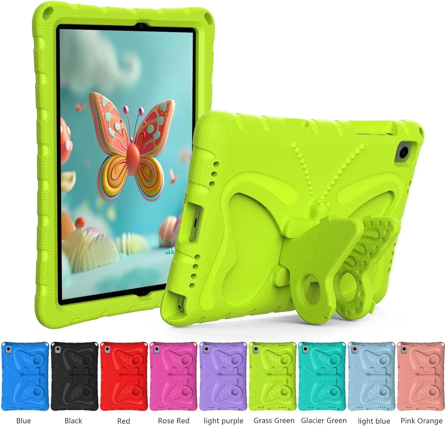کیف تبلت سازگار با Samsung Galaxy Tab A9 Plus 11 اینچ 2023 SM-X210/SM-216/SM-X218، کیف محافظ کودکانه با بند شانه قابل تنظیم و پایه، کاور سبک وزن EVA ضد ضربه (سبز چمنی) کیف تبلت سازگار با Samsung Galaxy Tab A9 Plus 11 اینچ 2023 SM-X210/SM-216/SM-X218، کیف محافظ کودکانه با بند شانه قابل تنظیم و پایه، کاور سبک وزن EVA ضد ضربه (سبز چمنی)