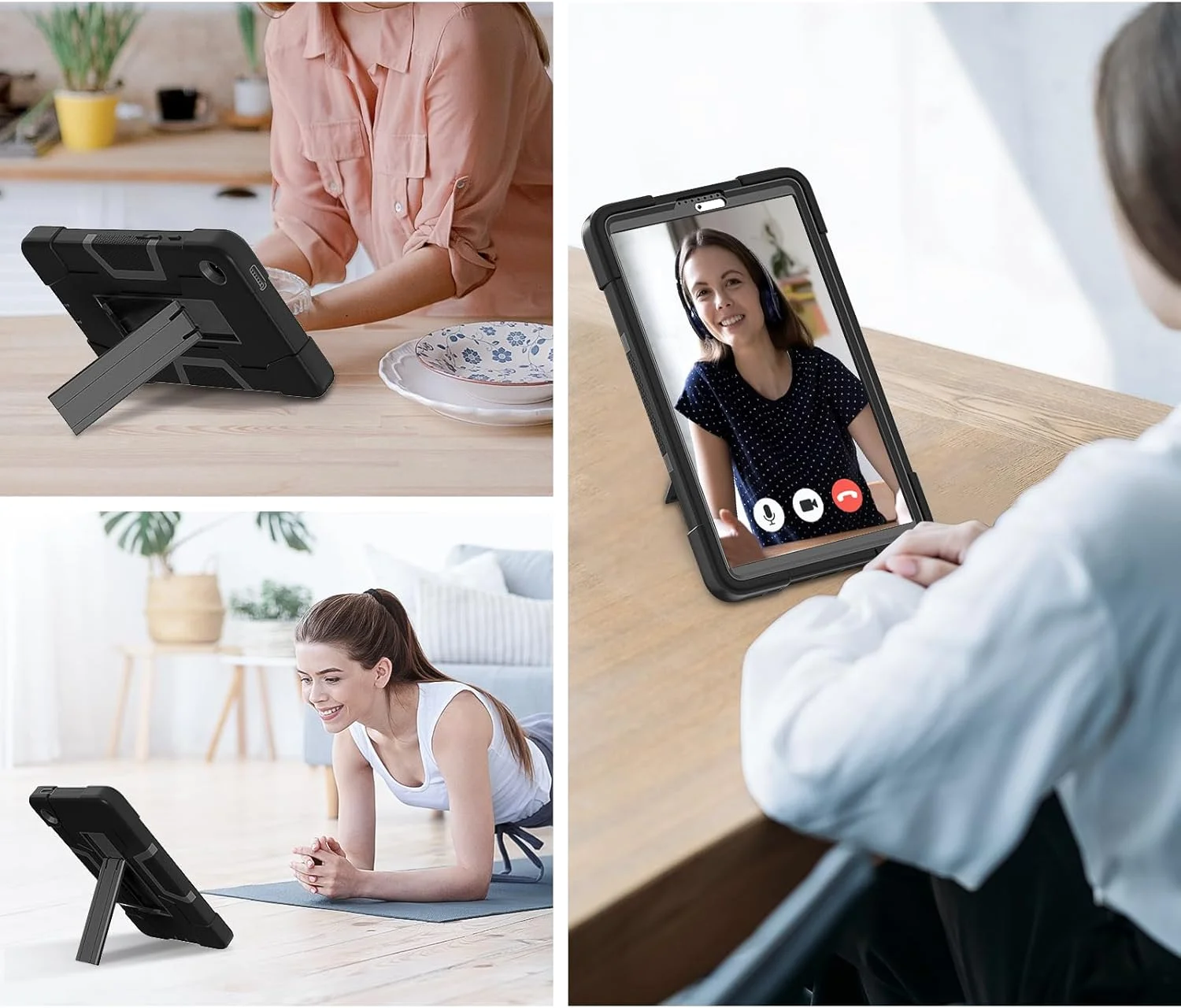 کیف تبلت با پایه سازگار با Samsung Galaxy Tab A9 8.7inch 2023 SM-X110/SM-X115، کاور محافظ سنگین هیبریدی، کاور محافظ پایه مقاوم در برابر ضربه TPU. مشکی کیف تبلت با پایه سازگار با Samsung Galaxy Tab A9 8.7inch 2023 SM-X110/SM-X115، کاور محافظ سنگین هیبریدی، کاور محافظ پایه مقاوم در برابر ضربه TPU. مشکی