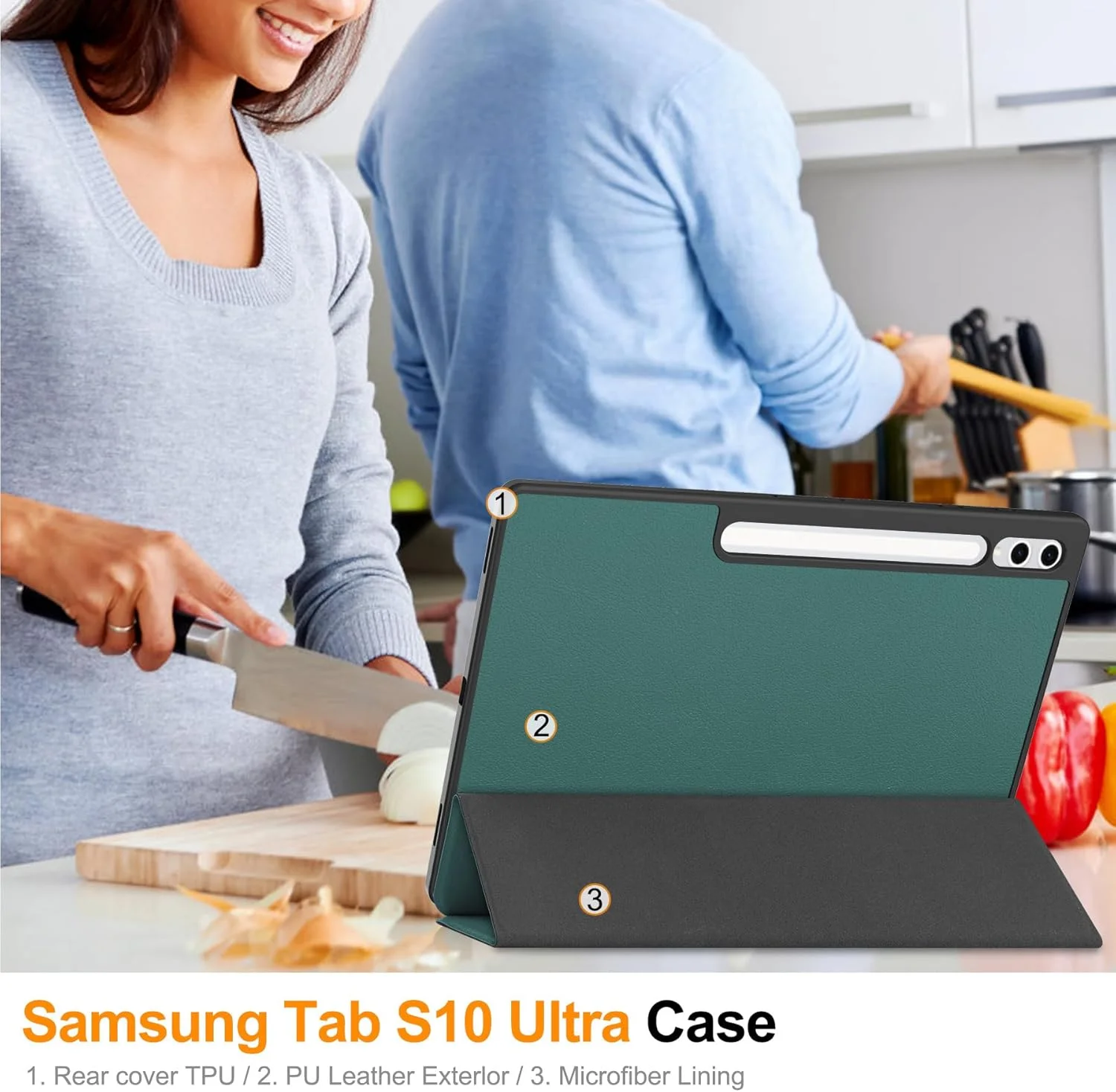 کاور تبلت گرواتری سازگار با تبلت سامسونگ گلکسی تب S10 Ultra 14.6 اینچی (2024)، کاور هوشمند تبلت سه تایی، براکت زاویه دید چندگانه، خواب/بیداری خودکار، با نگهدارنده مداد (سبز) کاور تبلت گرواتری سازگار با تبلت سامسونگ گلکسی تب S10 Ultra 14.6 اینچی (2024)، کاور هوشمند تبلت سه تایی، براکت زاویه دید چندگانه، خواب/بیداری خودکار، با نگهدارنده مداد (سبز)