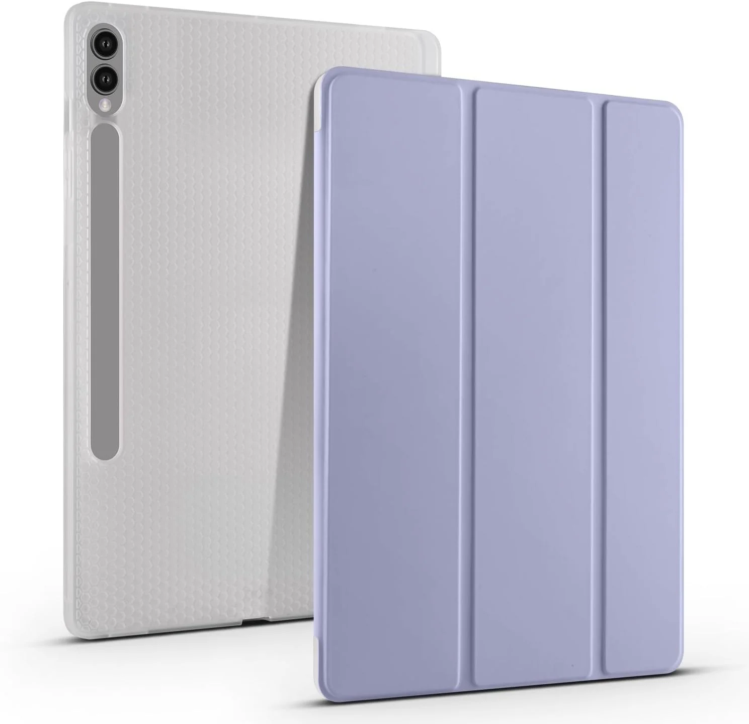 کاور شفاف تبلت سازگار با سامسونگ گلکسی تب S10 FE+ Plus 13.1 اینچ (SM-X620/X626)، کاور باریک TPU با قابلیت بیدار/خواب خودکار، کاور محافظ سبک وزن هوشمند با جای مدادی، کاور ضد ضربه. بنفش