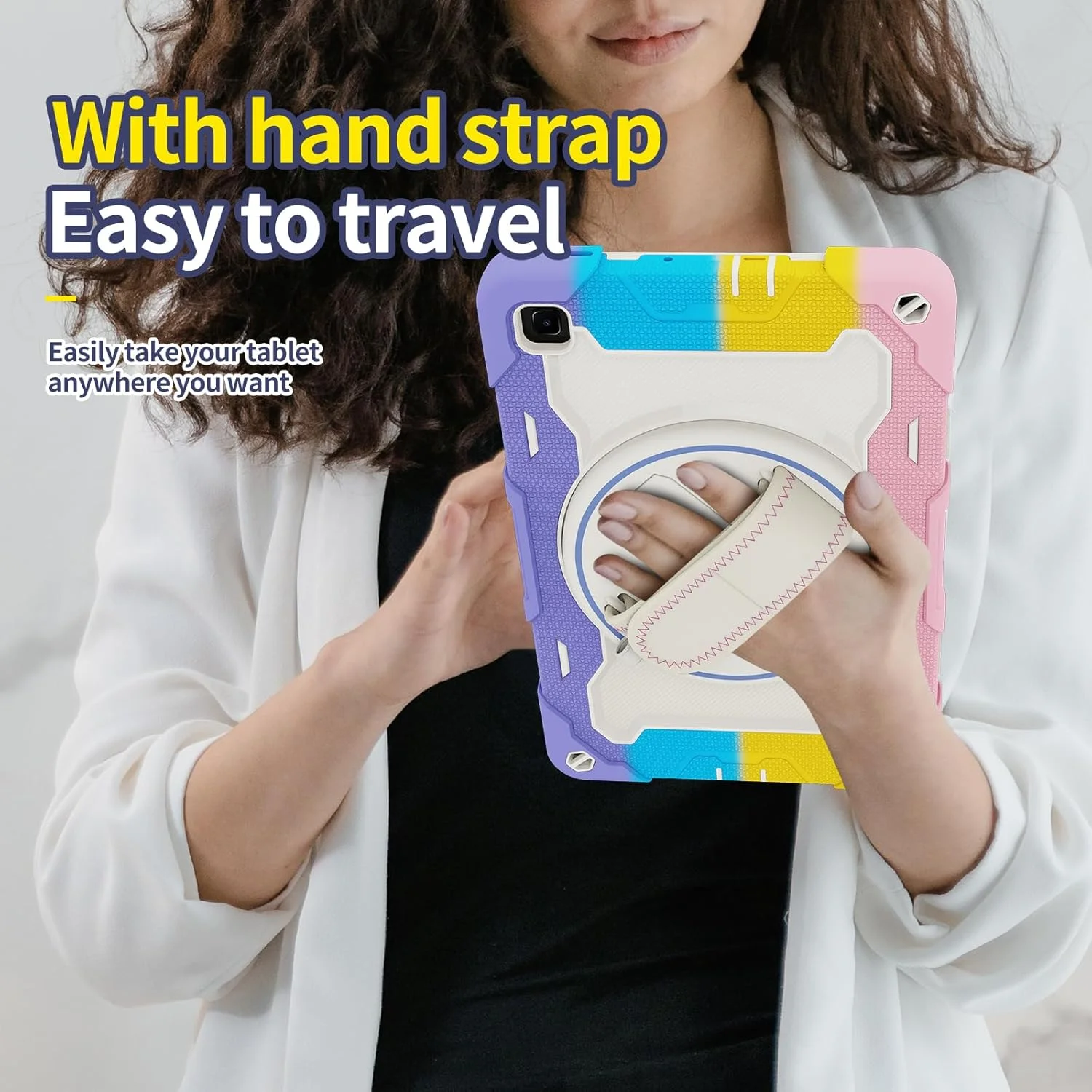 کیف تبلت nincyee برای Samsung Galaxy Tab S6 Lite، کیف سیلیکونی رنگین کمانی مقاوم در برابر ضربه برای کودکان با جای مداد، بند شانه، پایه تاشو چرخشی، بند دستی کیف تبلت nincyee برای Samsung Galaxy Tab S6 Lite، کیف سیلیکونی رنگین کمانی مقاوم در برابر ضربه برای کودکان با جای مداد، بند شانه، پایه تاشو چرخشی، بند دستی