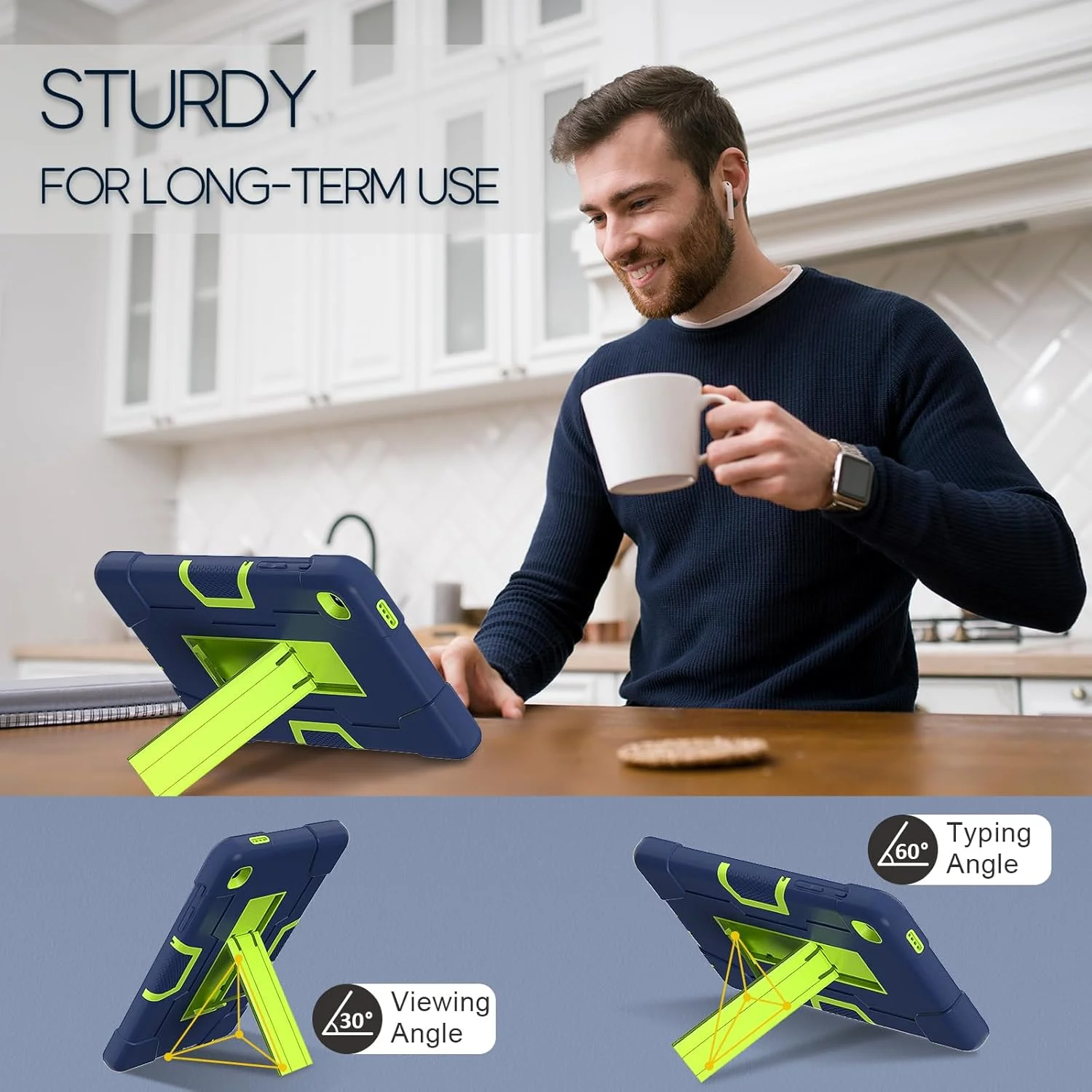 کیف تبلت با پایه سازگار با Samsung Galaxy Tab A7 Lite 8.4 اینچ 2021 SM-T220/T225، کاور محافظ سنگین هیبریدی، کیف محافظ مقاوم در برابر ضربه TPU با پایه. سرمه ای + سبز کیف تبلت با پایه سازگار با Samsung Galaxy Tab A7 Lite 8.4 اینچ 2021 SM-T220/T225، کاور محافظ سنگین هیبریدی، کیف محافظ مقاوم در برابر ضربه TPU با پایه. سرمه ای + سبز