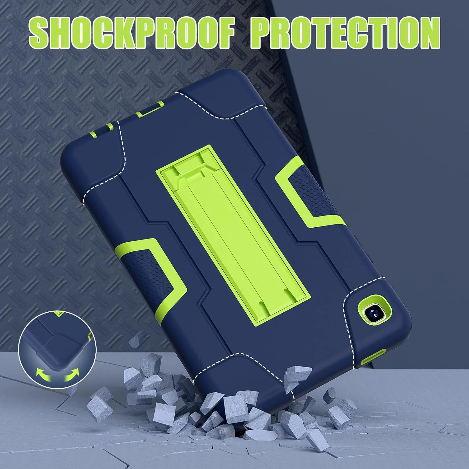 کیف تبلت با پایه سازگار با Samsung Galaxy Tab A7 Lite 8.4 اینچ 2021 SM-T220/T225، کاور محافظ سنگین هیبریدی، کیف محافظ مقاوم در برابر ضربه TPU با پایه. سرمه ای + سبز کیف تبلت با پایه سازگار با Samsung Galaxy Tab A7 Lite 8.4 اینچ 2021 SM-T220/T225، کاور محافظ سنگین هیبریدی، کیف محافظ مقاوم در برابر ضربه TPU با پایه. سرمه ای + سبز