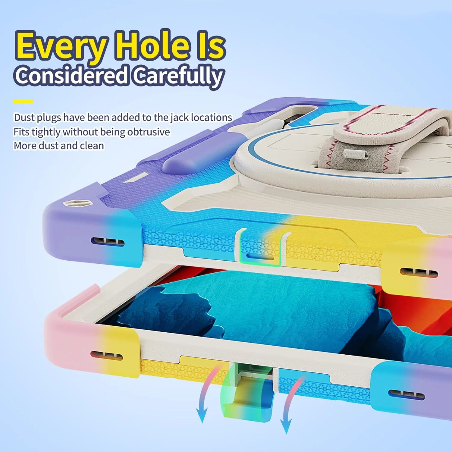 کیف تبلت nincyee برای Samsung Galaxy Tab S9/S9 FE 11 اینچ، کیف سیلیکونی رنگین کمانی مقاوم در برابر ضربه برای کودکان با نگهدارنده مداد، بند شانه، پایه تاشو چرخشی، بند دستی کیف تبلت nincyee برای Samsung Galaxy Tab S9/S9 FE 11 اینچ، کیف سیلیکونی رنگین کمانی مقاوم در برابر ضربه برای کودکان با نگهدارنده مداد، بند شانه، پایه تاشو چرخشی، بند دستی