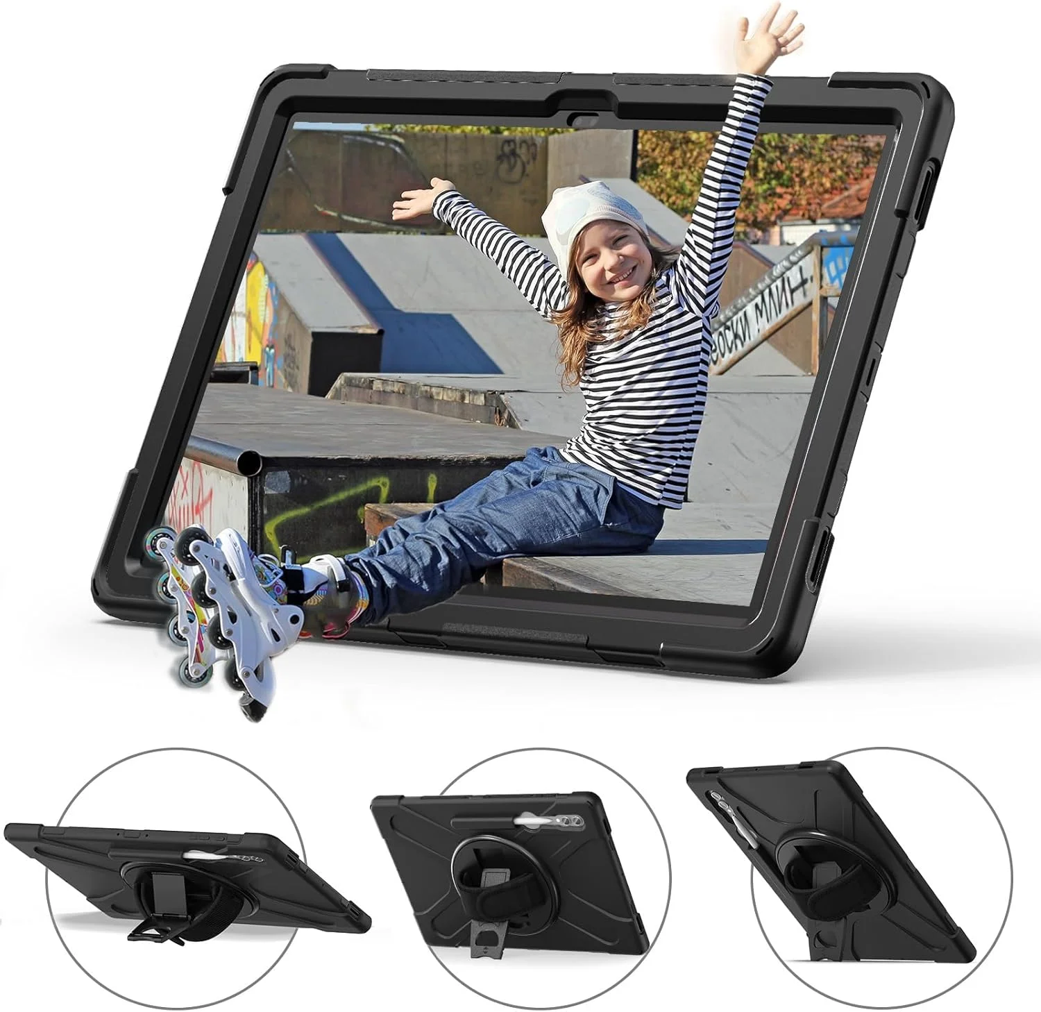 کیف تبلت سازگار با سامسونگ گلکسی تب S10 Ultra 14.6 اینچ 2024 SM-X920، کیف محافظ سنگین و مقاوم در برابر ضربه با جای قلم، بند شانه ای، پوشش محافظ (مشکی) کیف تبلت سازگار با سامسونگ گلکسی تب S10 Ultra 14.6 اینچ 2024 SM-X920، کیف محافظ سنگین و مقاوم در برابر ضربه با جای قلم، بند شانه ای، پوشش محافظ (مشکی)