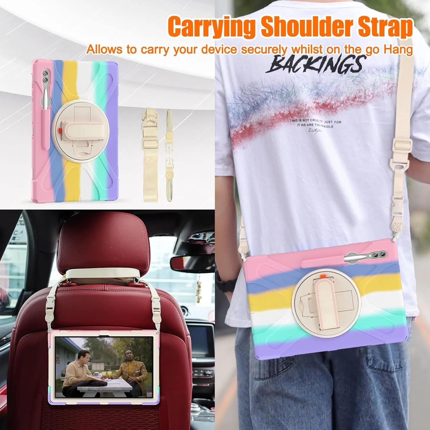 کیف محافظ تبلت سازگار با تبلت سامسونگ گلکسی تب S9 Ultra سایز 14.6 اینچ مدل 2023 SM-X910/X916B/X918U به همراه جای قلم، کیف محافظ مقاوم در برابر ضربه و افتادن با بند شانه برای کودکان کیف محافظ تبلت سازگار با تبلت سامسونگ گلکسی تب S9 Ultra سایز 14.6 اینچ مدل 2023 SM-X910/X916B/X918U به همراه جای قلم، کیف محافظ مقاوم در برابر ضربه و افتادن با بند شانه برای کودکان