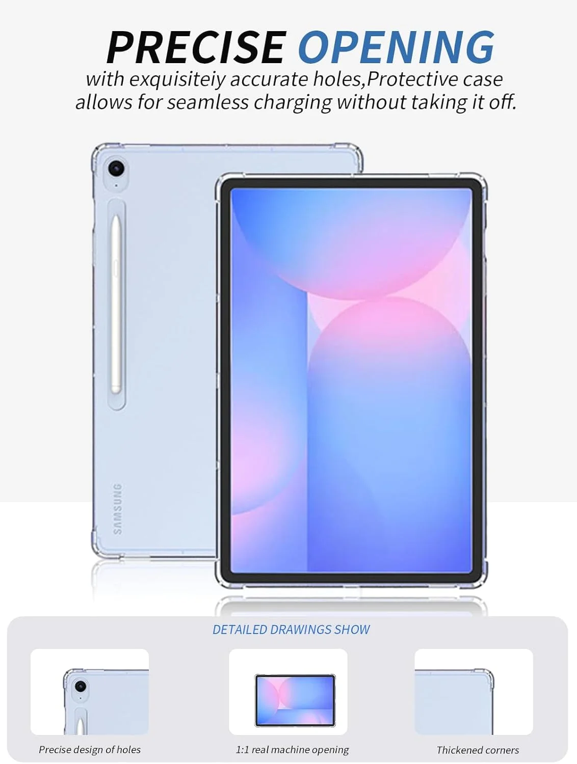Case for Samsung Galaxy S10 FE+ Tablet 13.1 inch, yystao Airbag Soft TPU Protective Case Cover Compatible with Galaxy Tab S10 FE+, Shockproof, Scratch-Resistant & Slim Fit, Clear Case for Samsung Galaxy S10 FE+ Tablet 13.1 inch, yystao Airbag Soft TPU Protective Case Cover Compatible with Galaxy Tab S10 FE+, Shockproof, Scratch-Resistant & Slim Fit, Clear
