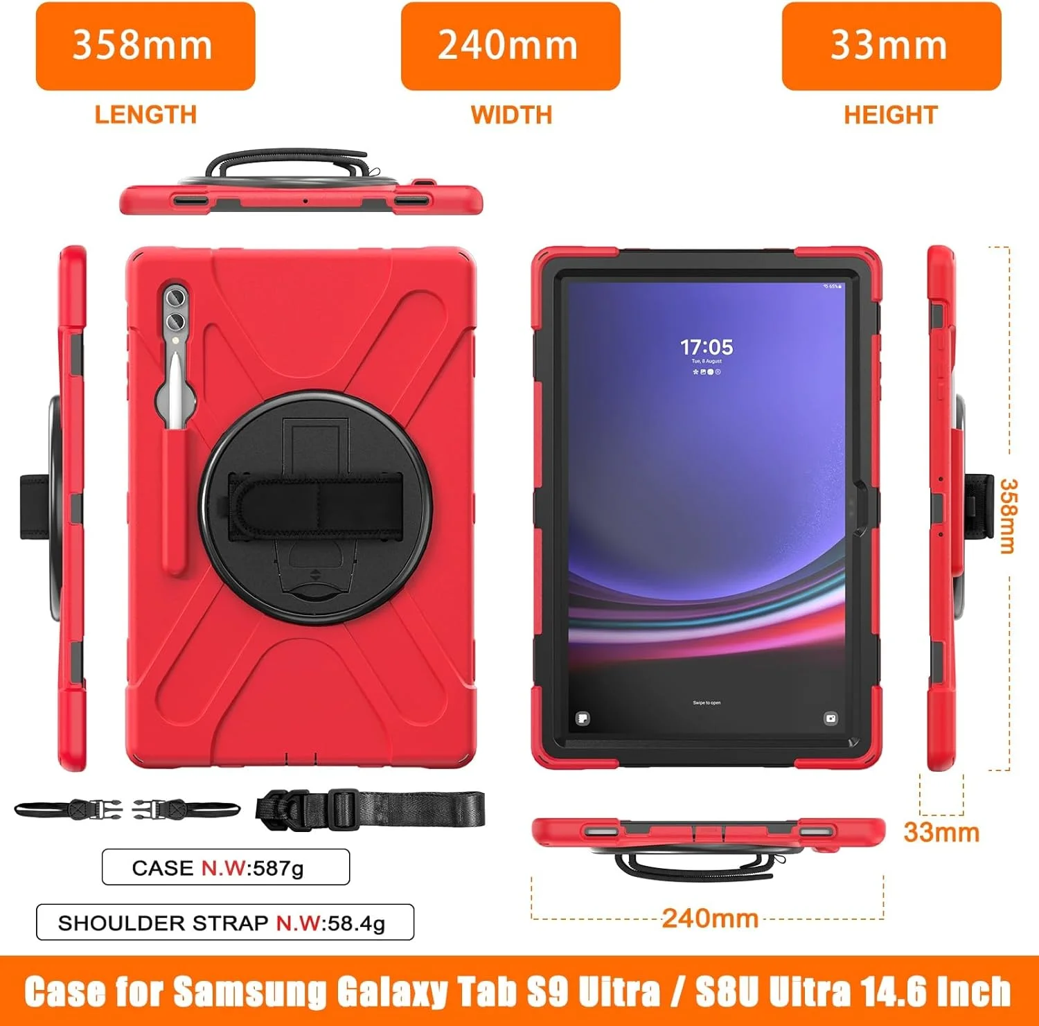 Tablet PC Case Compatible with Samsung Galaxy Tab S10 Ultra 14.6 inch 2024 SM-X920 Case with Pen Holder, Heavy Duty Rugged Shockproof Drop Protection Case Shoulder Strap Protective Cover for Kids Cove Tablet PC Case Compatible with Samsung Galaxy Tab S10 Ultra 14.6 inch 2024 SM-X920 Case with Pen Holder, Heavy Duty Rugged Shockproof Drop Protection Case Shoulder Strap Protective Cover for Kids Cove