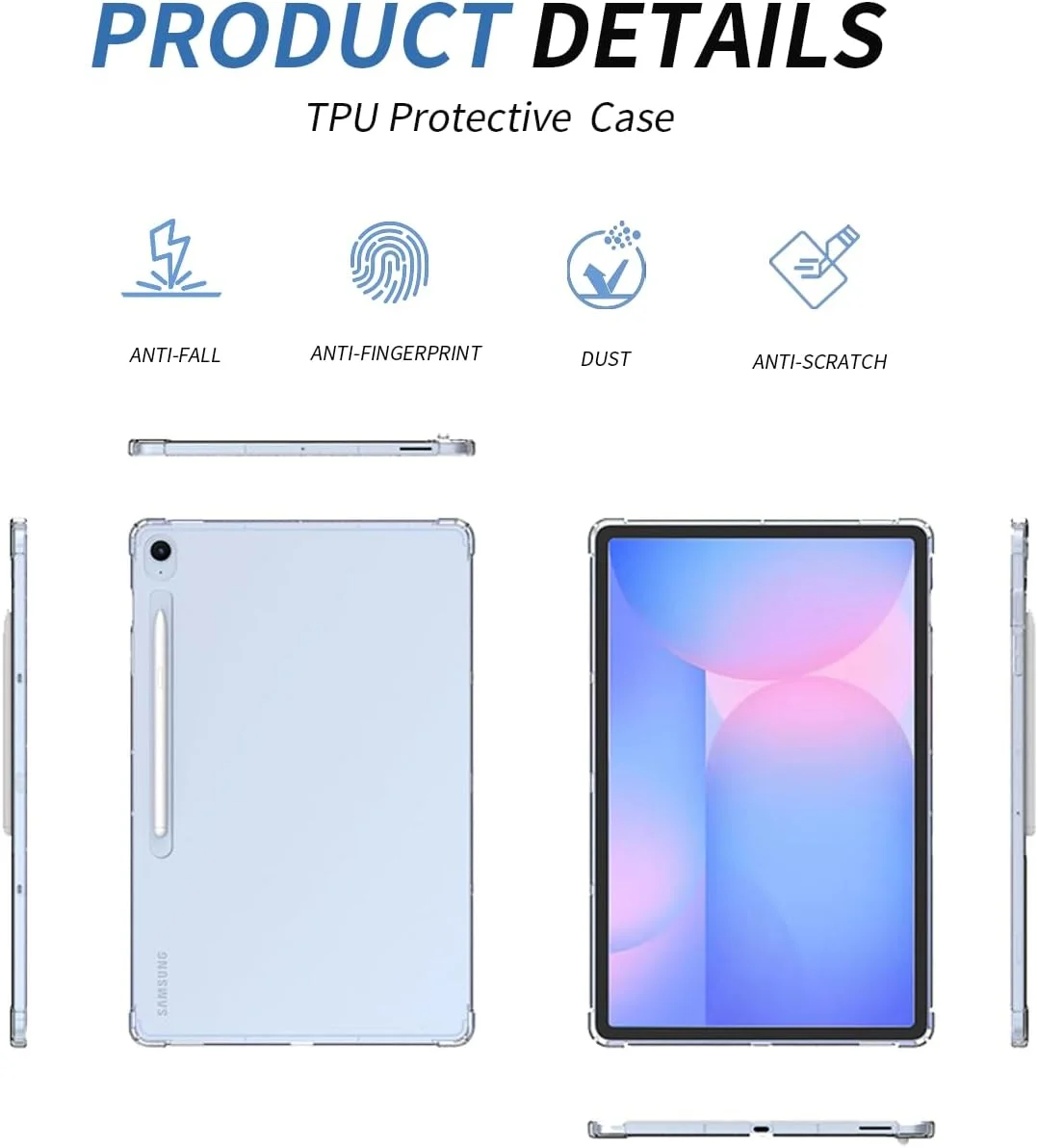 Case for Samsung Galaxy S10 FE+ Tablet 13.1 inch, yystao Airbag Soft TPU Protective Case Cover Compatible with Galaxy Tab S10 FE+, Shockproof, Scratch-Resistant & Slim Fit, Clear Case for Samsung Galaxy S10 FE+ Tablet 13.1 inch, yystao Airbag Soft TPU Protective Case Cover Compatible with Galaxy Tab S10 FE+, Shockproof, Scratch-Resistant & Slim Fit, Clear