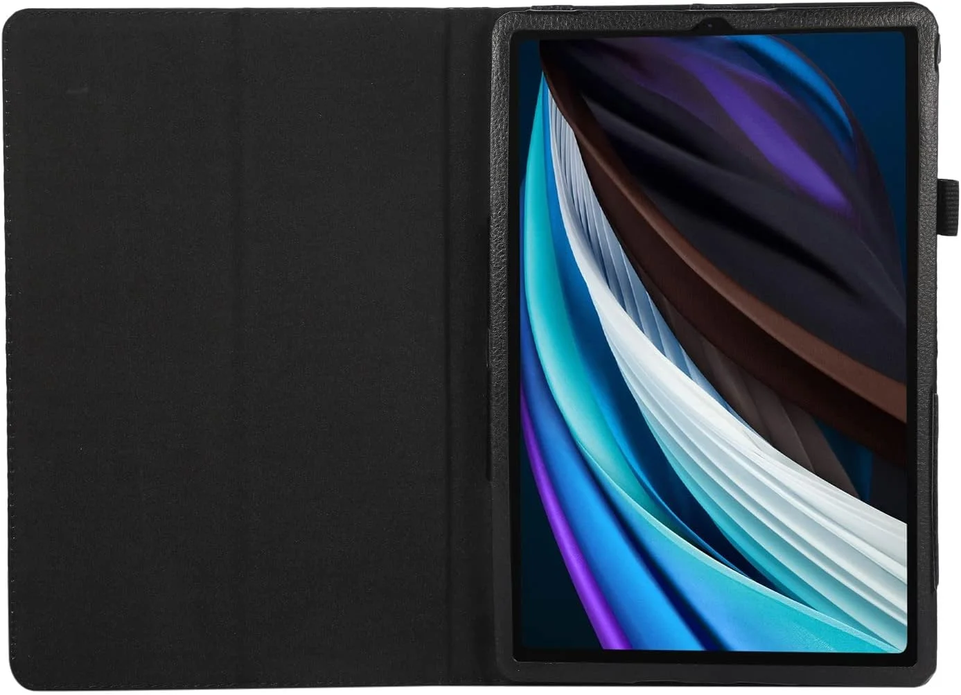 کیف تبلت چرمی با طرح بافت محافظ تبلت سازگار با Samsung Galaxy Tab A 9.7 (SM-T550) محافظ باریک تاشو با روکش پشتی ضد ضربه با نگهدارنده لوازم جانبی تبلت (مشکی)