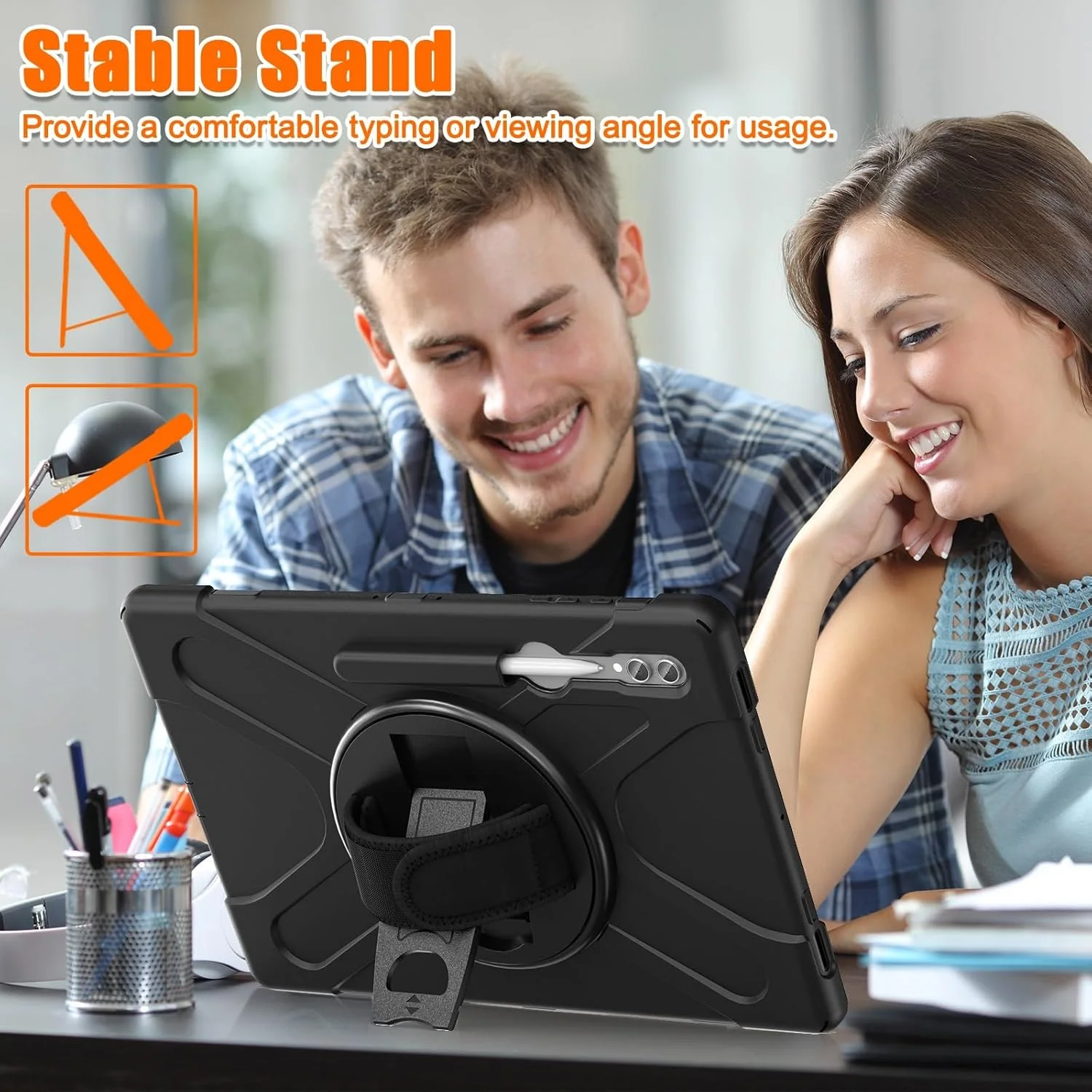 کیف تبلت سازگار با Samsung Galaxy Tab S10 Ultra 14.6 اینچ 2024 SM-X920، کیف محافظ سنگین و مقاوم در برابر ضربه با جای قلم، بند شانه ای، پوشش محافظ (مشکی) کیف تبلت سازگار با Samsung Galaxy Tab S10 Ultra 14.6 اینچ 2024 SM-X920، کیف محافظ سنگین و مقاوم در برابر ضربه با جای قلم، بند شانه ای، پوشش محافظ (مشکی)