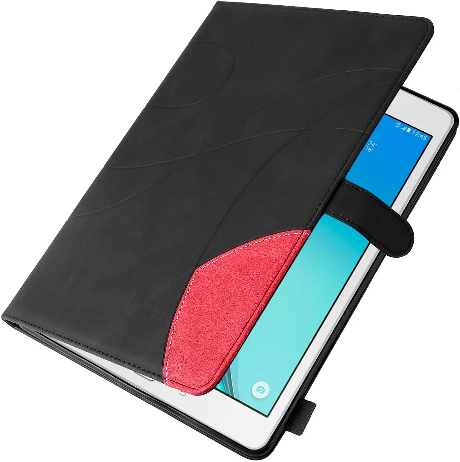 کیف محافظ تبلت چرمی PU هوشمند، کیف تبلت تاشو با قابلیت استند، کیف تبلت با عملکرد خواب/بیداری خودکار سازگار با تبلت سامسونگ گلکسی تب A 9.7 (SM-T550, SM-P550) لوازم جانبی تبلت (مشکی)